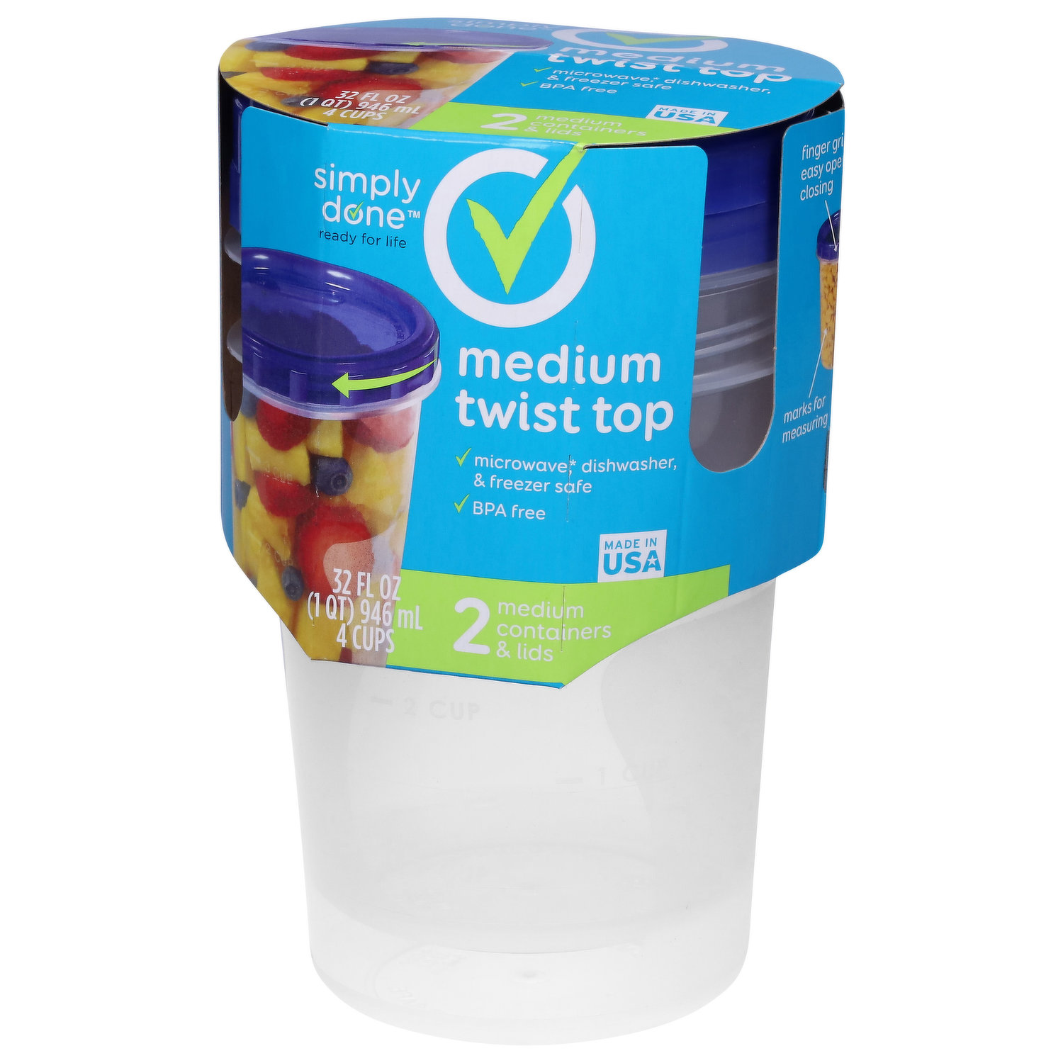 Simply Done Containers & Lids, Medium Square, 32 Ounces