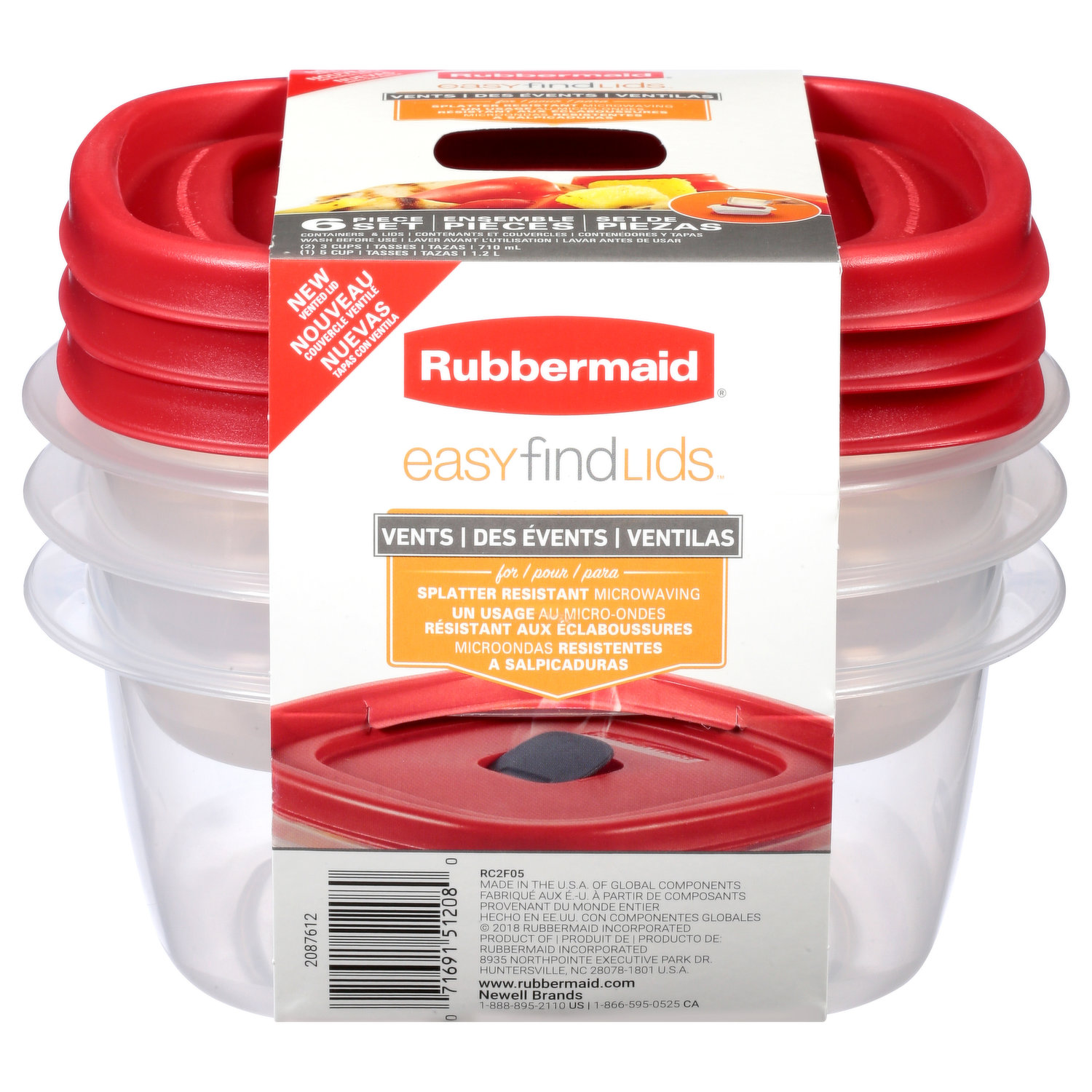 Rubbermaid 5 Cup Food Storage Container with Red Easy Find Lid