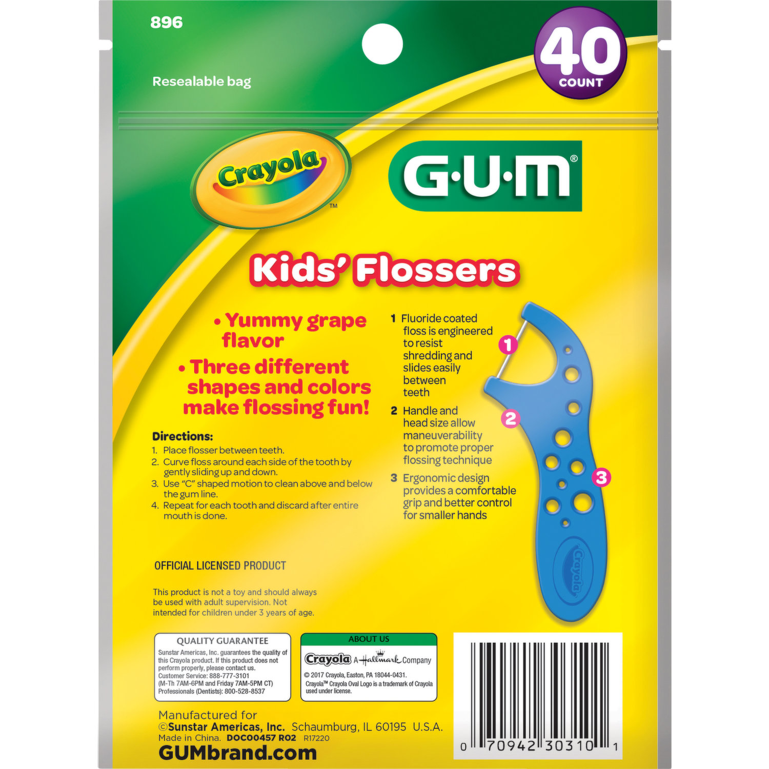 GUM Flossers, Grape Flavor, Kids