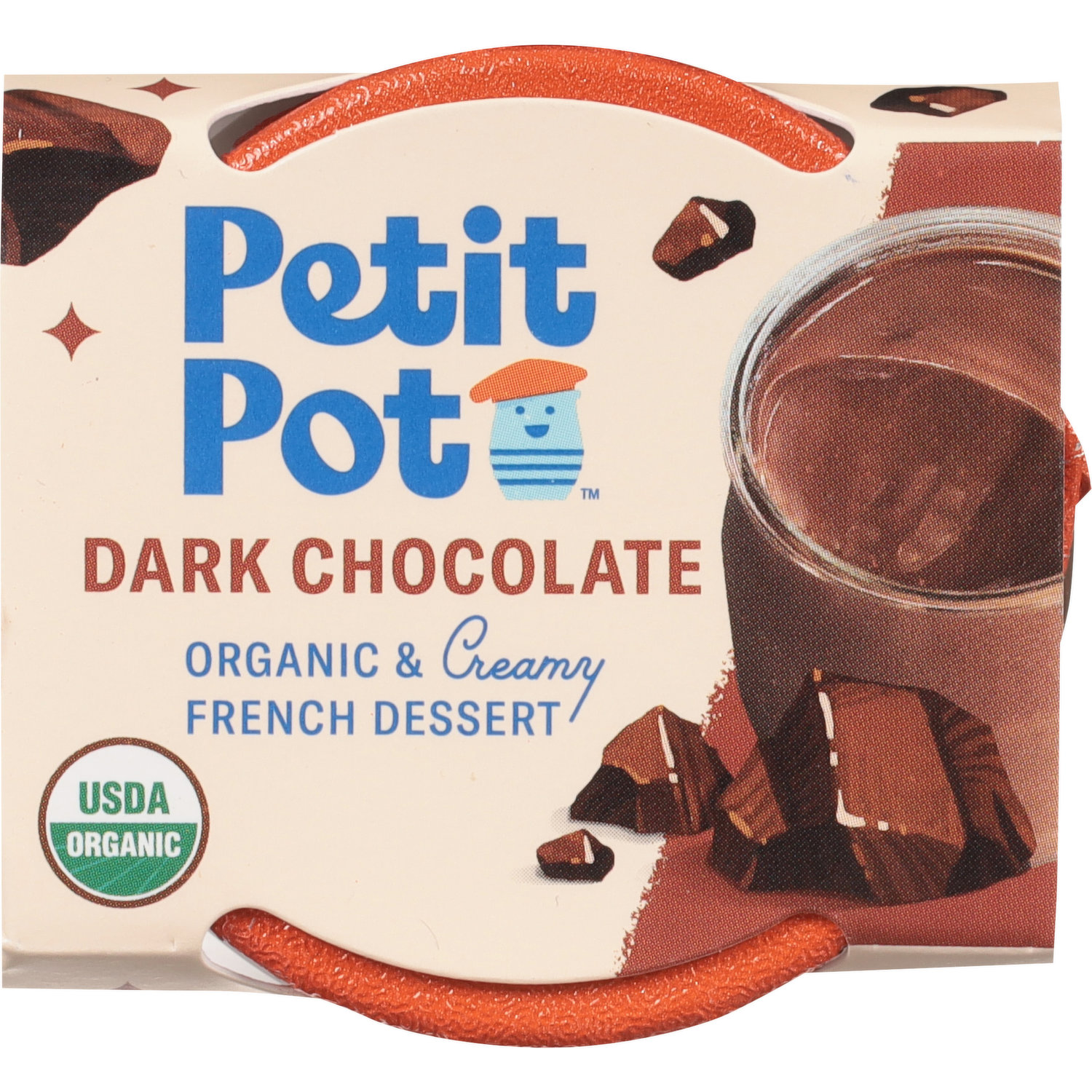 Petit Pot Organic & Creamy Dark Chocolate French Dessert, 3.5 oz, 2 count