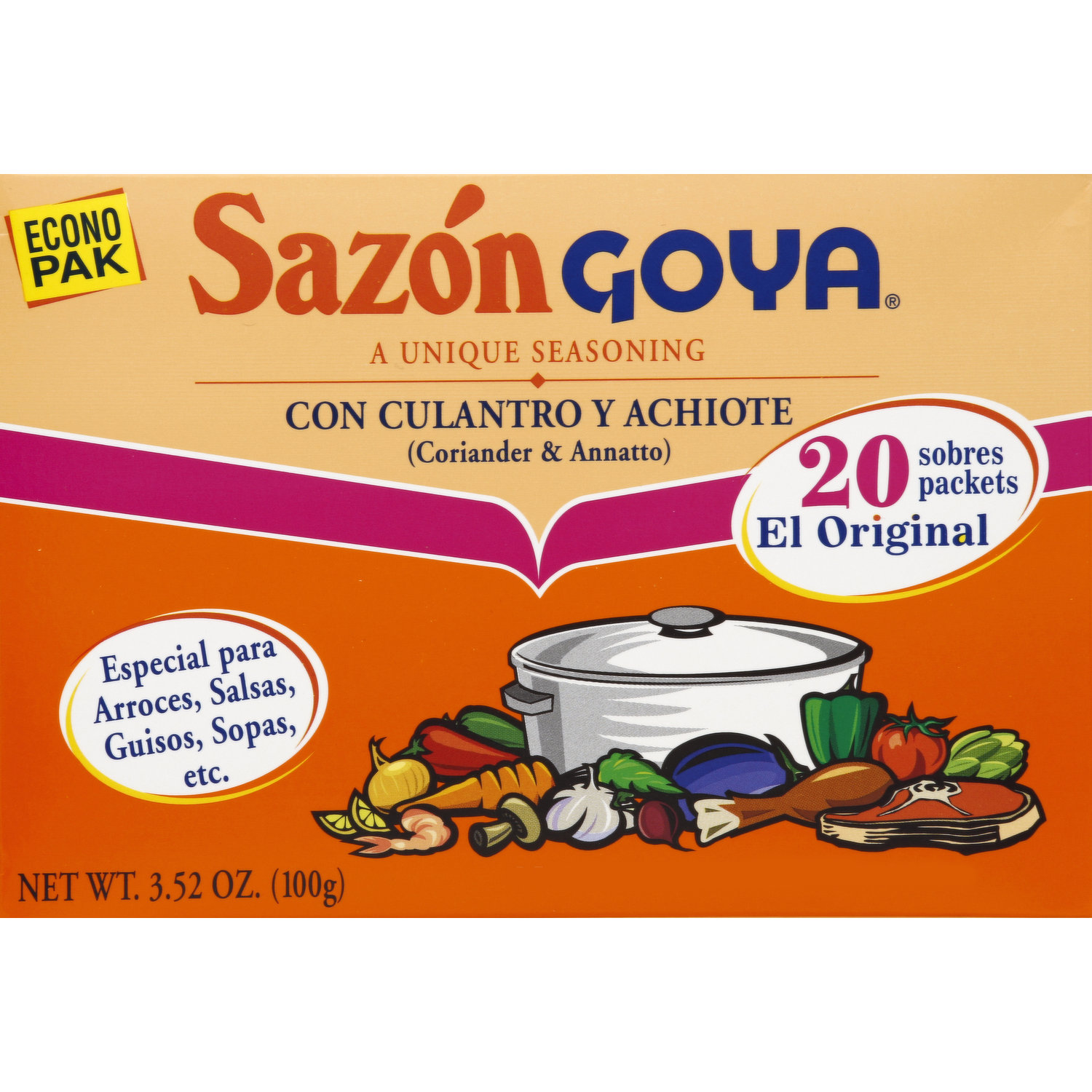 Sazon Goya Seasoning Econo Pak 8 TO 20 Packets 1/2/3 BOXES ALL