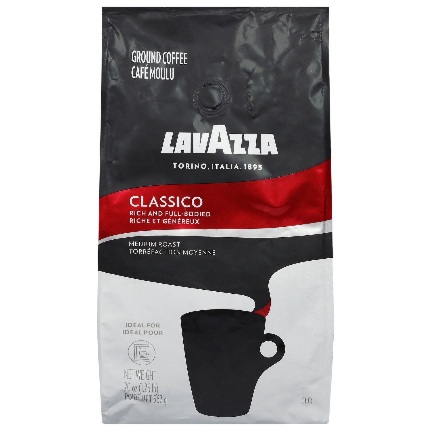 Lavazza Classico Medium Roast Ground Coffee, 20 oz