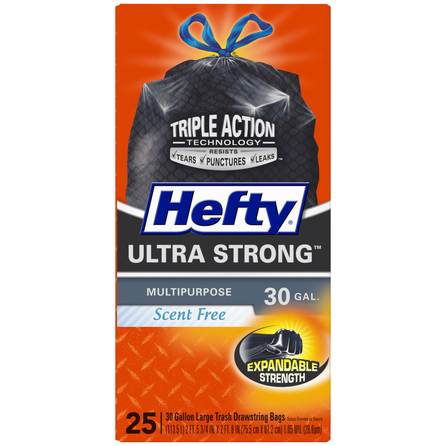 Hefty Trash Bags, Drawstring, Multipurpose, Scent Free, Ultra