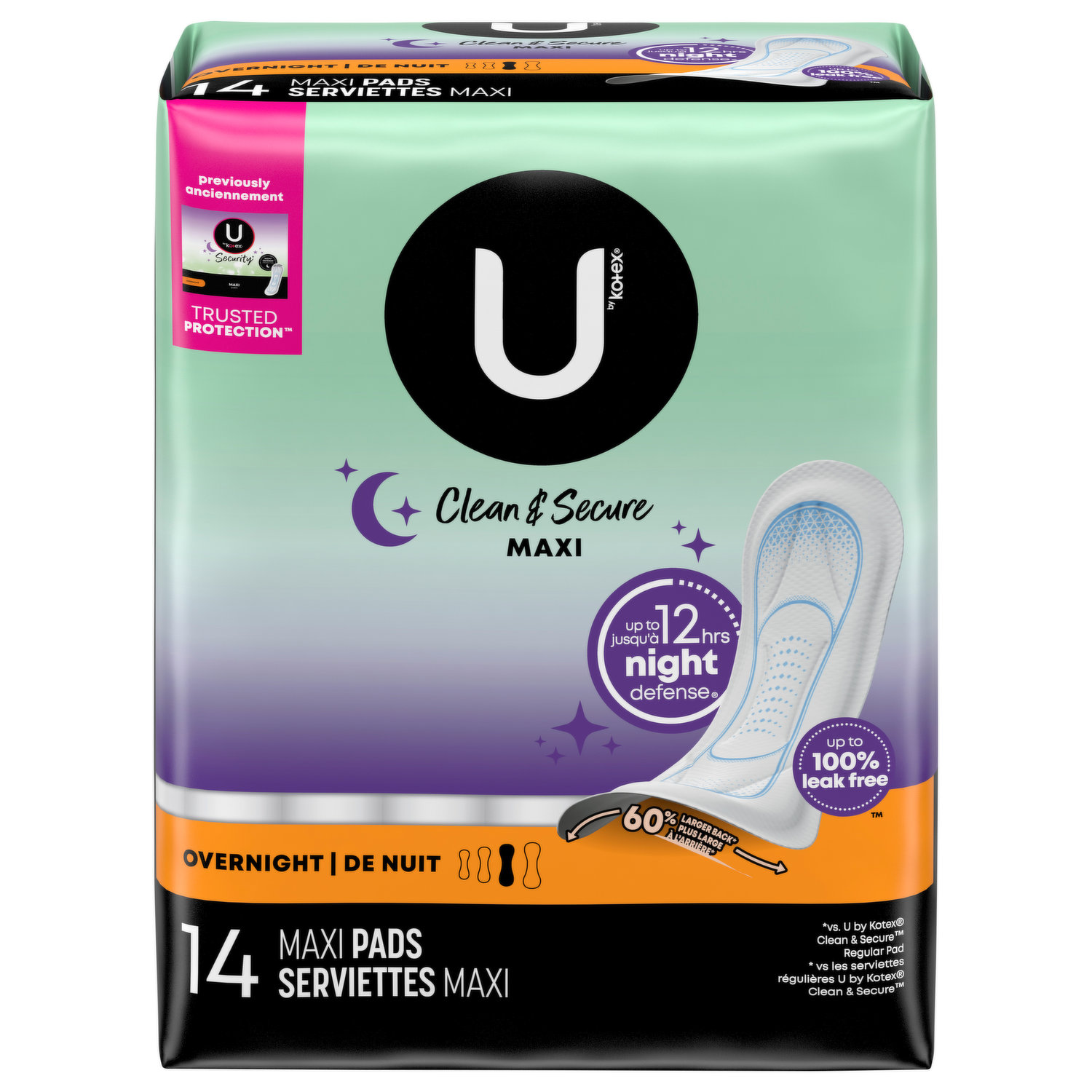 U by Kotex Pads, Maxi, Overnight - King Kullen