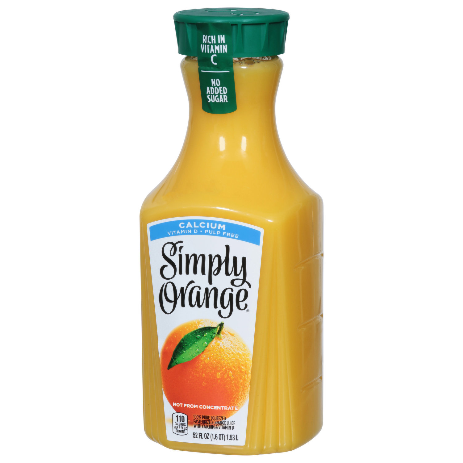 Simply Orange Pulp Free Juice Bottle, 52 fl oz, Orange