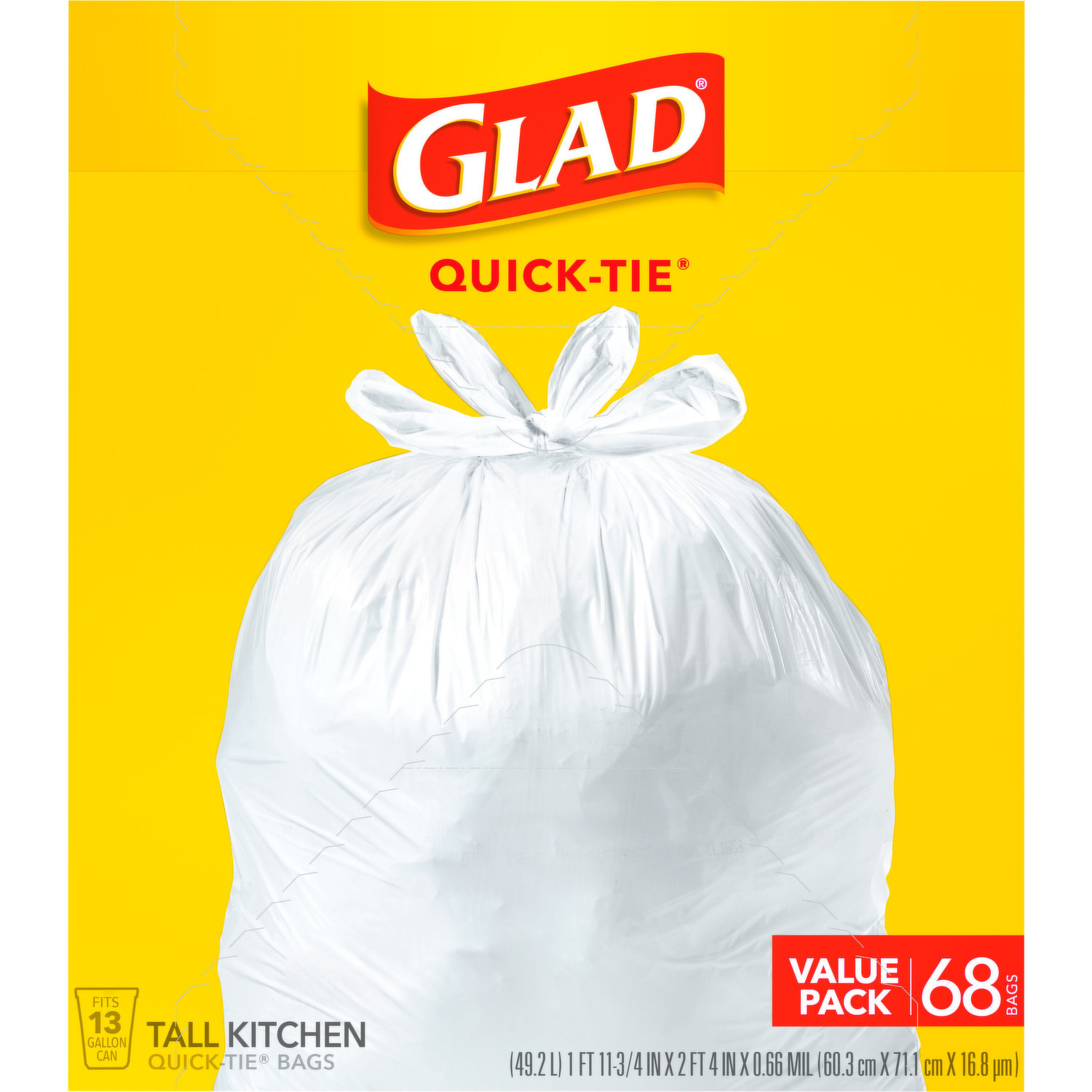 Glad Drawstring Bags, Tall Kitchen, 13 Gallon 40 Ea, Plastic Bags