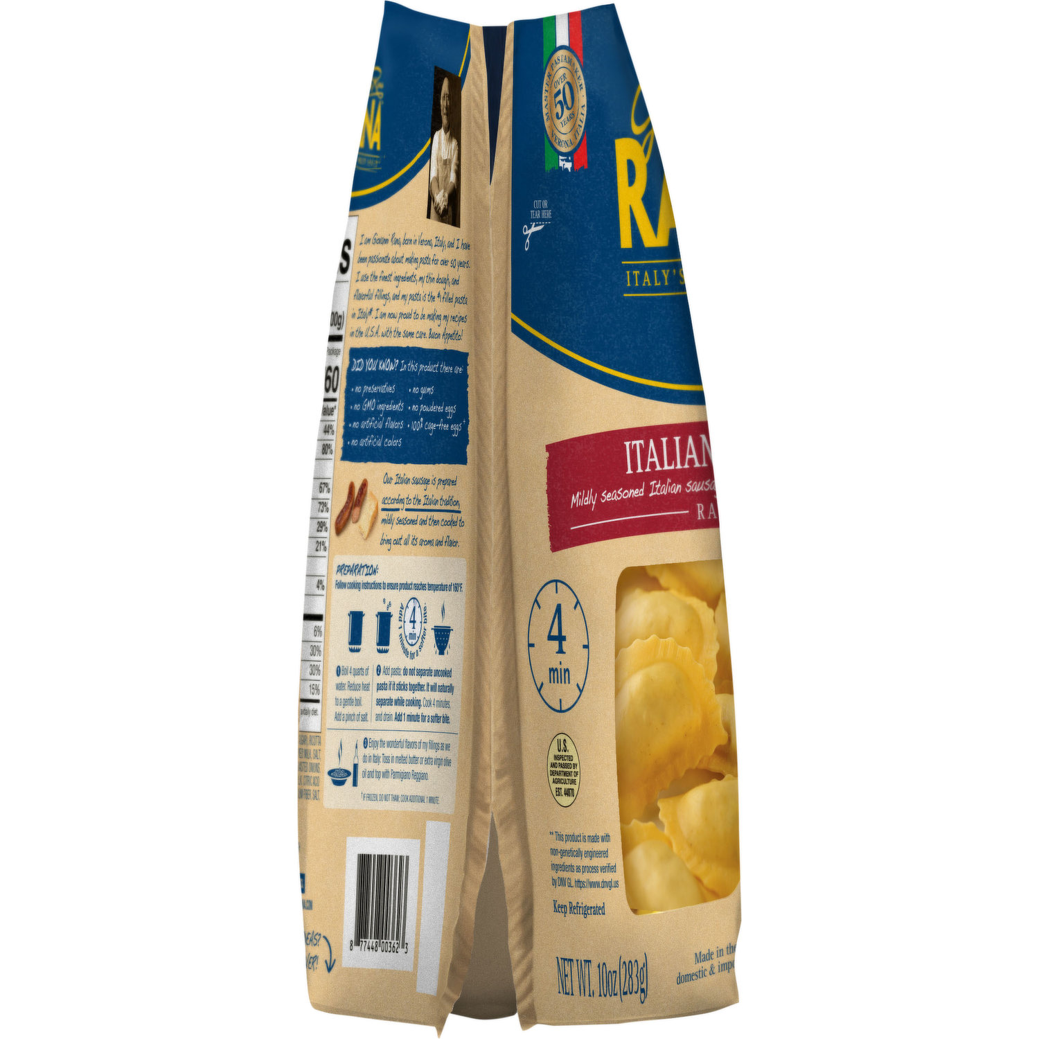 Giovanni Rana Homestyle Ravioli Italian Sausage Premium Filled Italian  Pasta Bag (Family Size, 18oz)