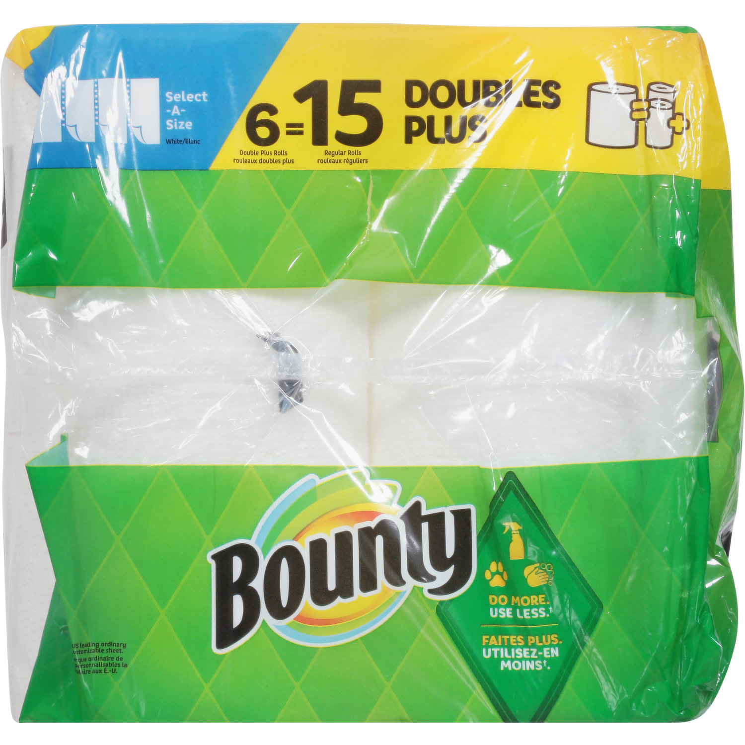 Bounty Double Plus Select-A-Size White Paper Towel Rolls, 8 rolls