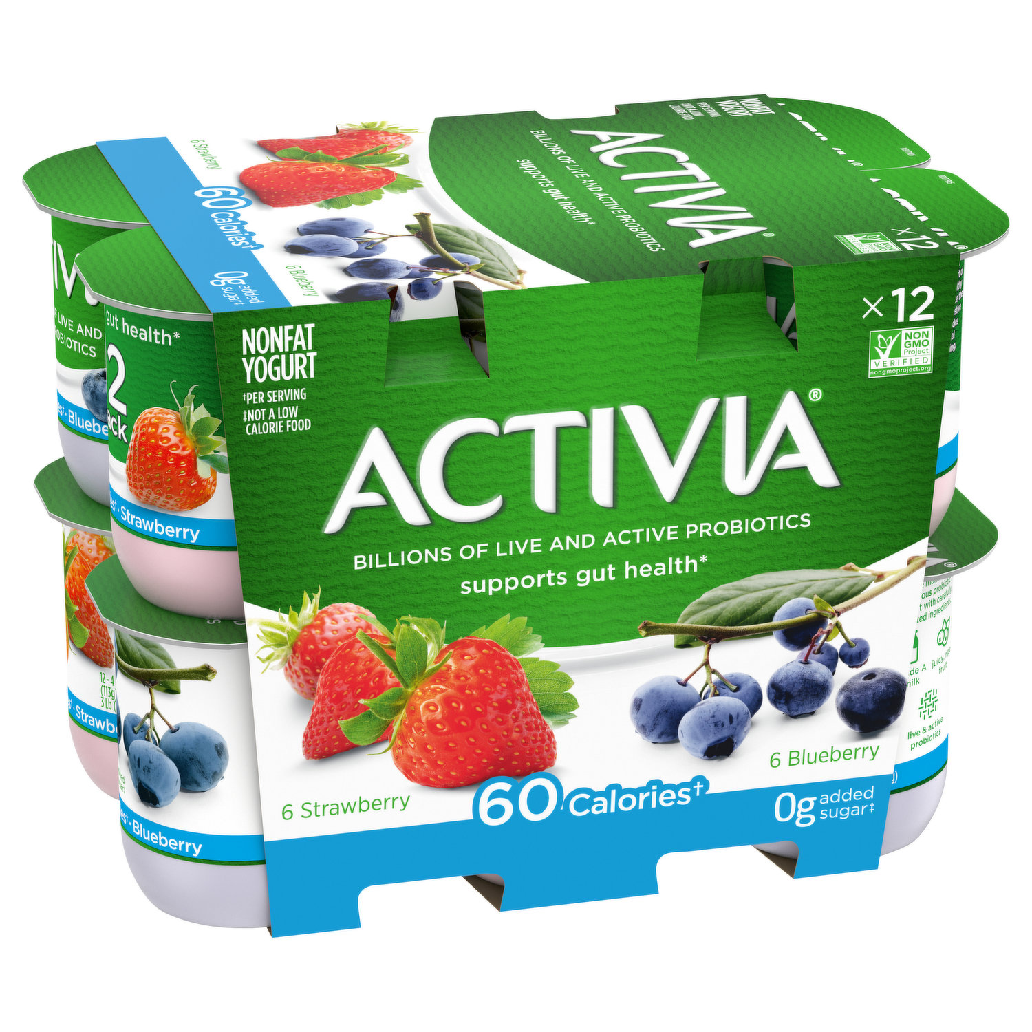 Activia Yogurt, Nonfat, Strawberry/Blueberry