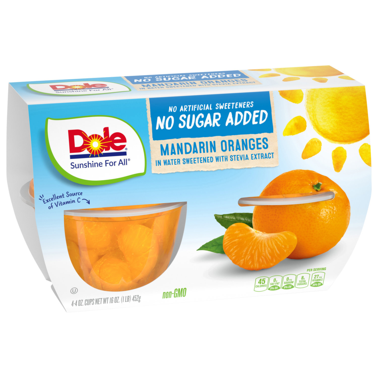 Dole® Mandarin Orange Fruit Bowls® No Sugar Added, 12 Count - Dole® Sunshine