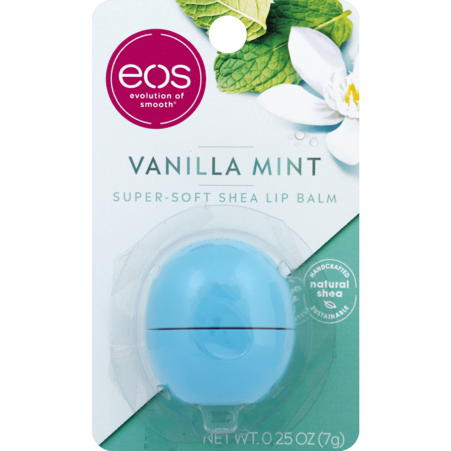 eos 100% Natural & Organic Lip Balm- Strawberry Sorbet, All-Day Moisture,  Dermatologist Recommended for Sensitive Skin, Lip Care Products, 0.25 oz