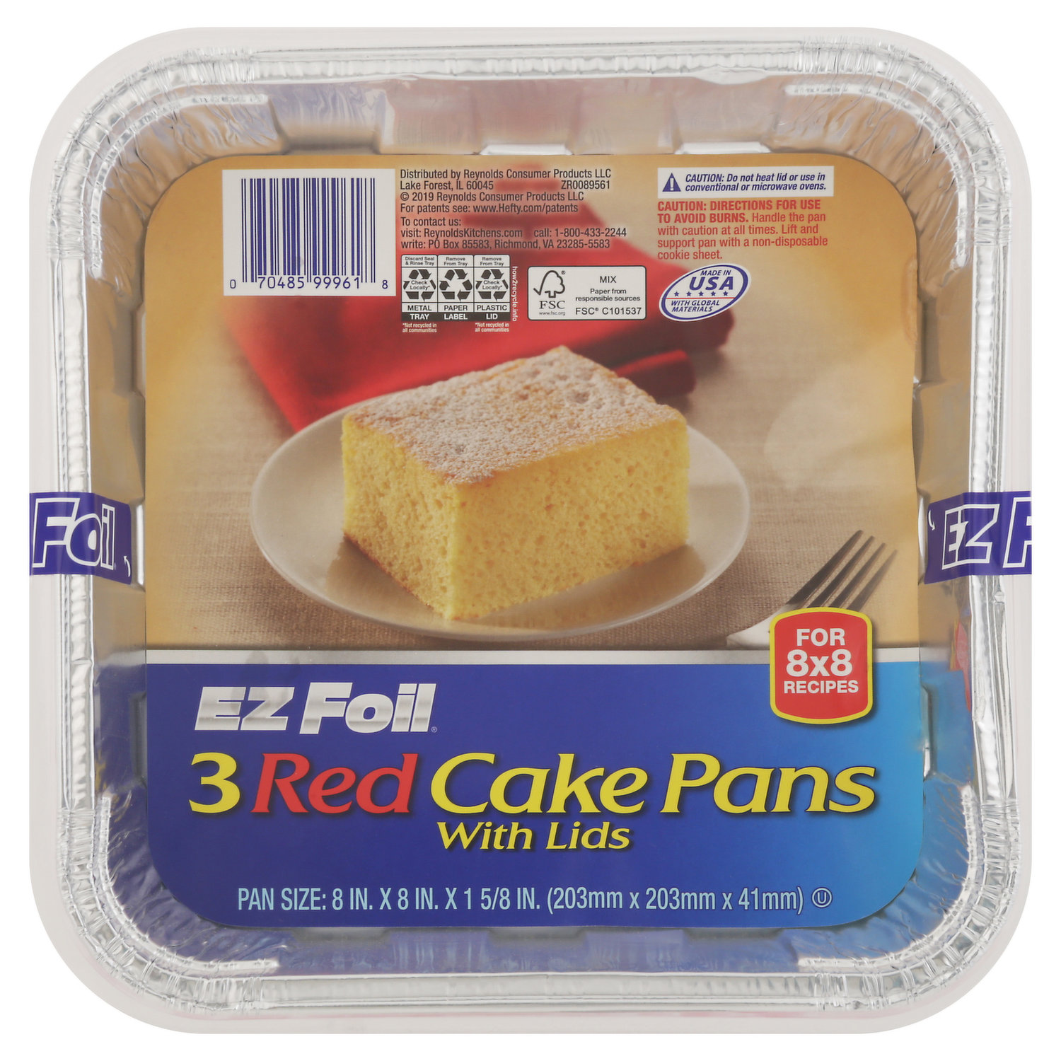 EZ Foil Cake Pans with Lids, Red, 13 x 9 inch, 2 Count 