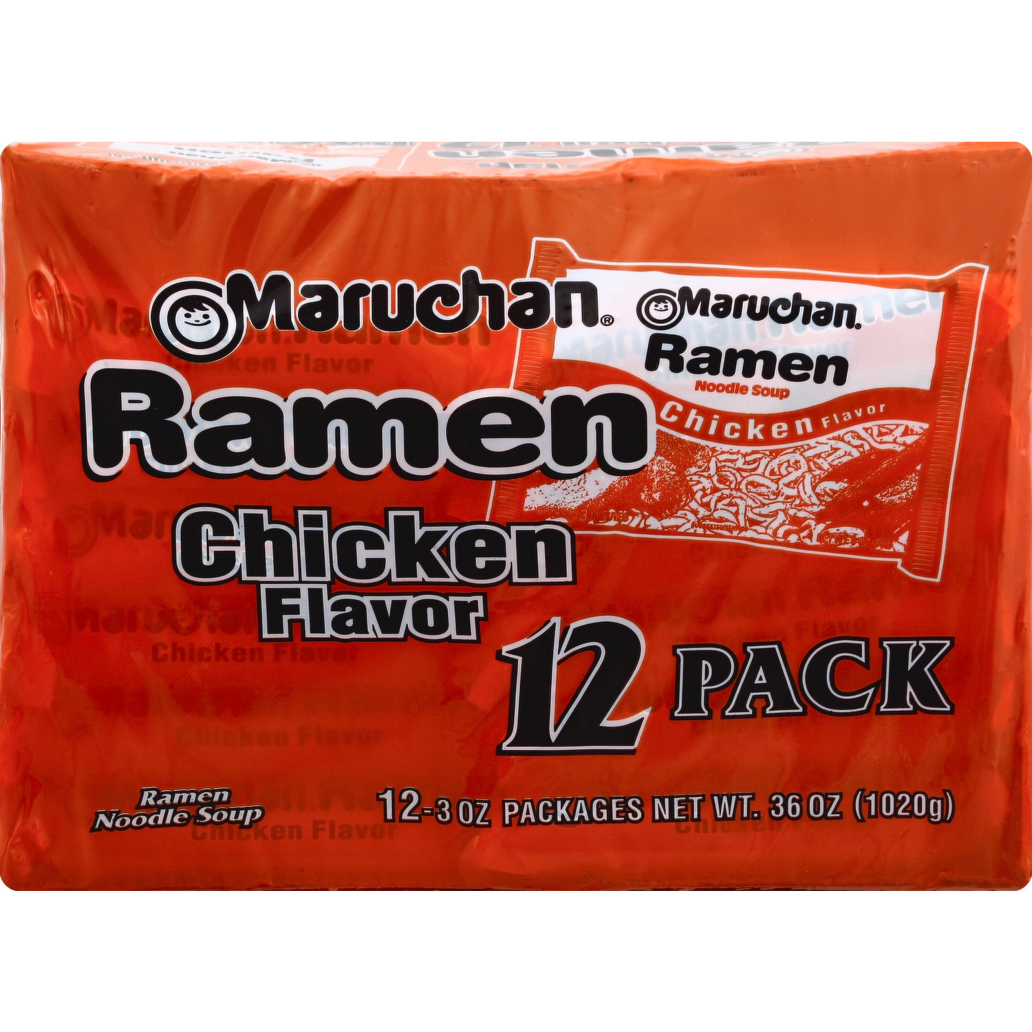 Maruchan Ramen Noodle Chicken Flavor Soup, 3 Oz, 12 Count Shelf Stable  Package 