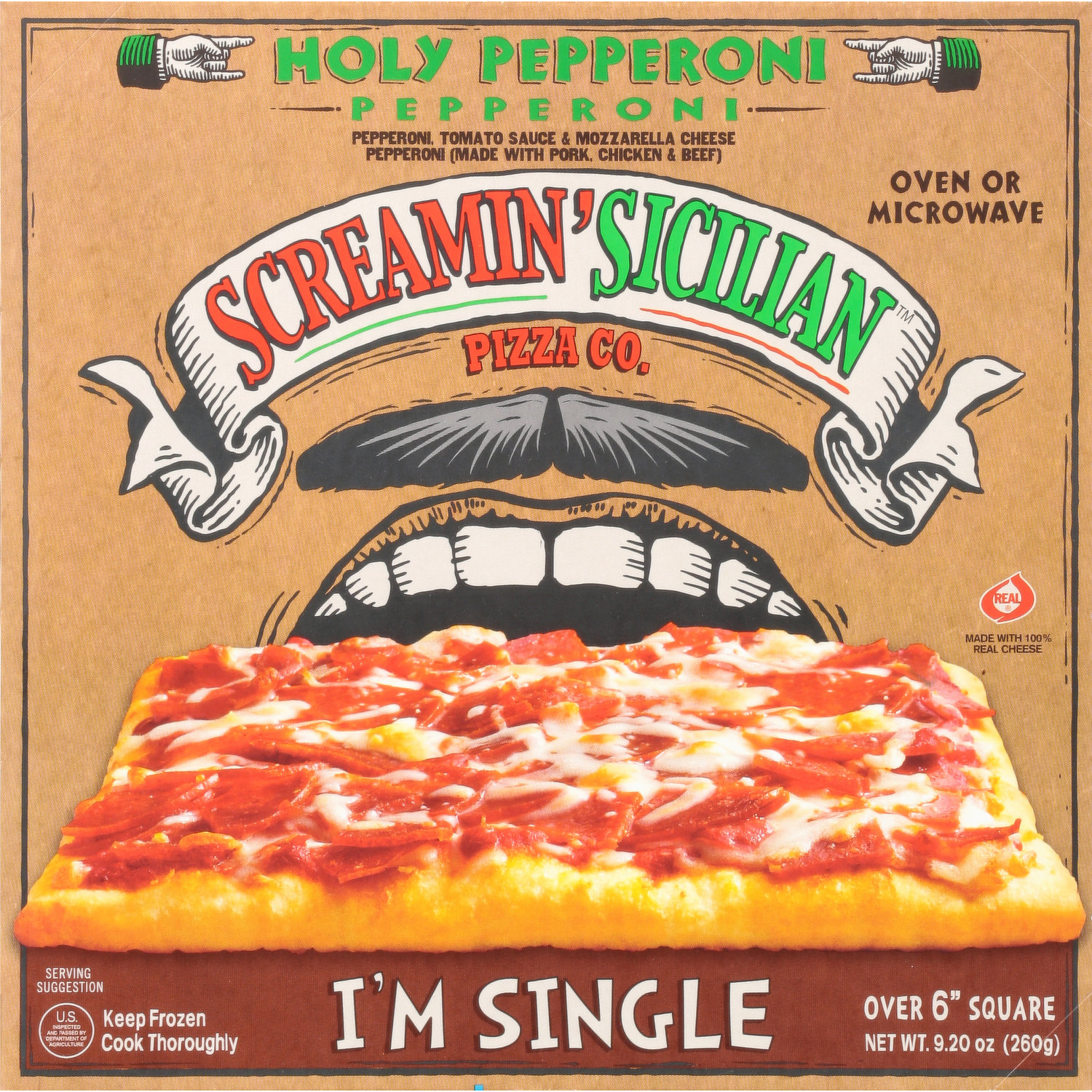 Screamin' Sicilian I'm Single Traditional Crust Holy Pepperoni Frozen  Pizza, 9.2 oz 