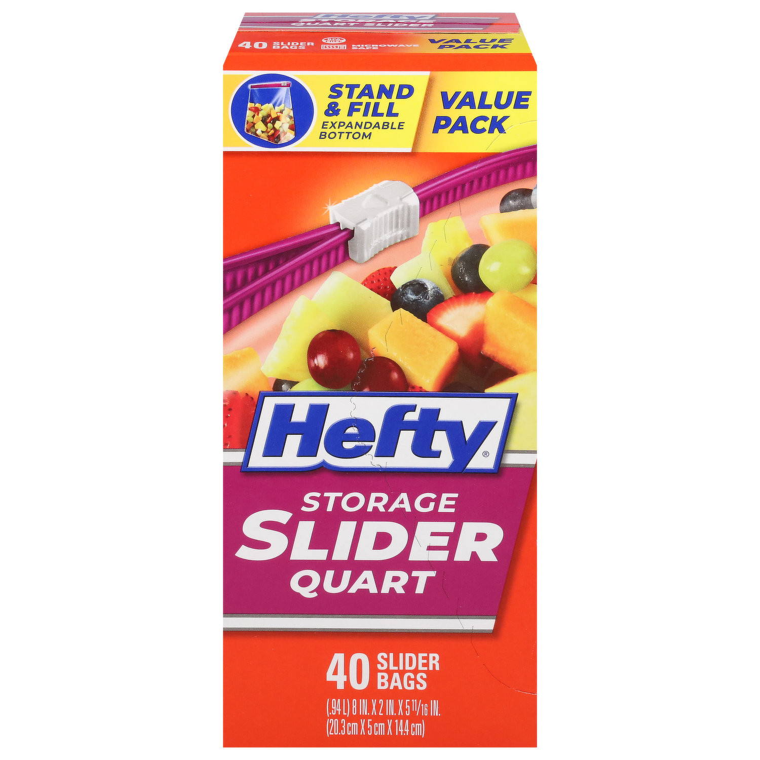 Hefty Slider Freezer Storage Bags, Half Gallon size, 40 Count