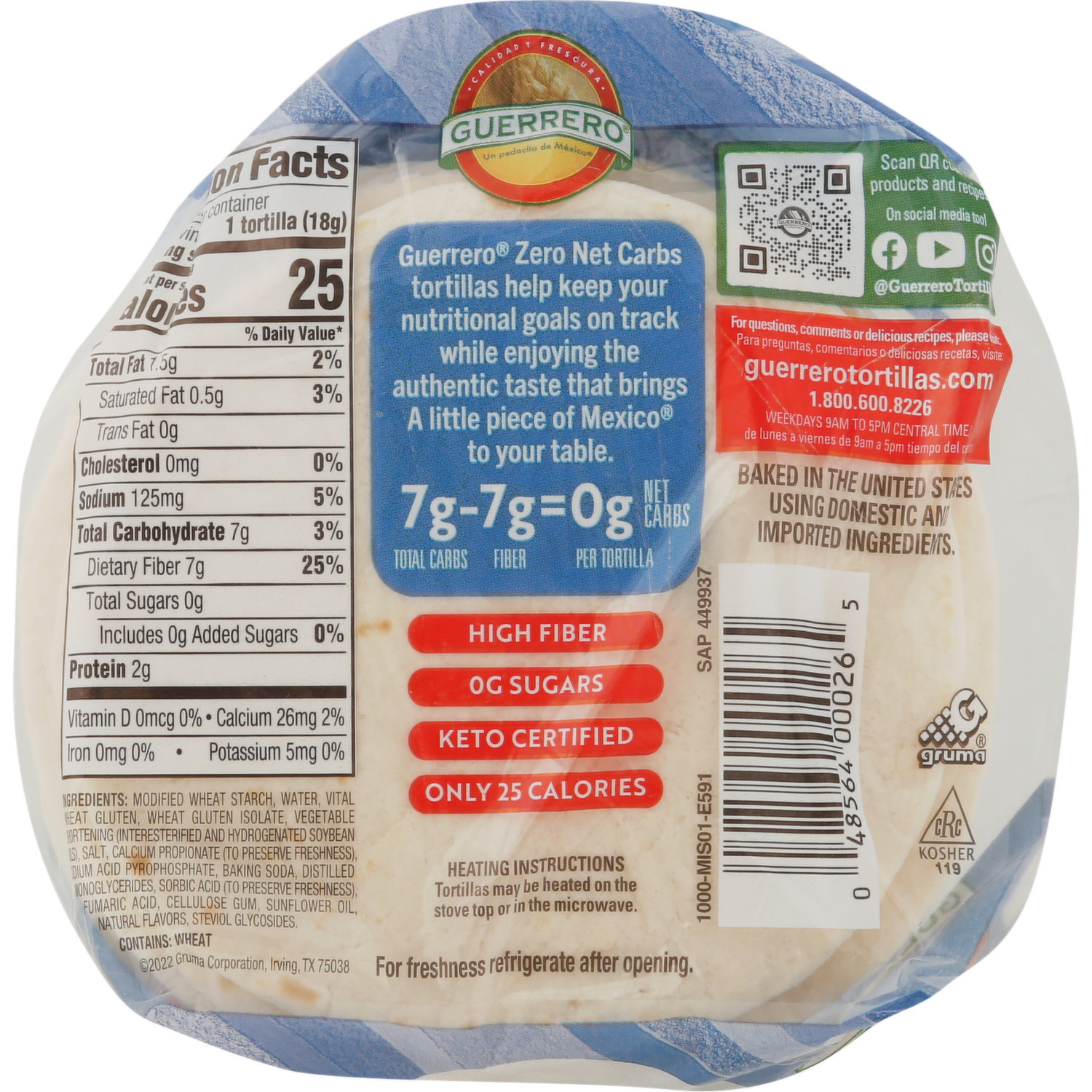 Guerrero Tortillas, Zero Net Carbs, Original - King Kullen