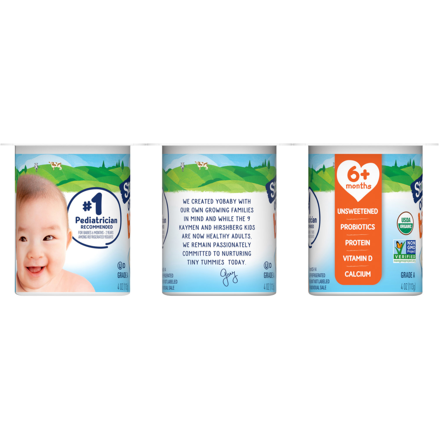 Stonyfield Organic YoBaby Whole Milk Baby Yogurt Cups, Plain, 6 Ct -  Stonyfield