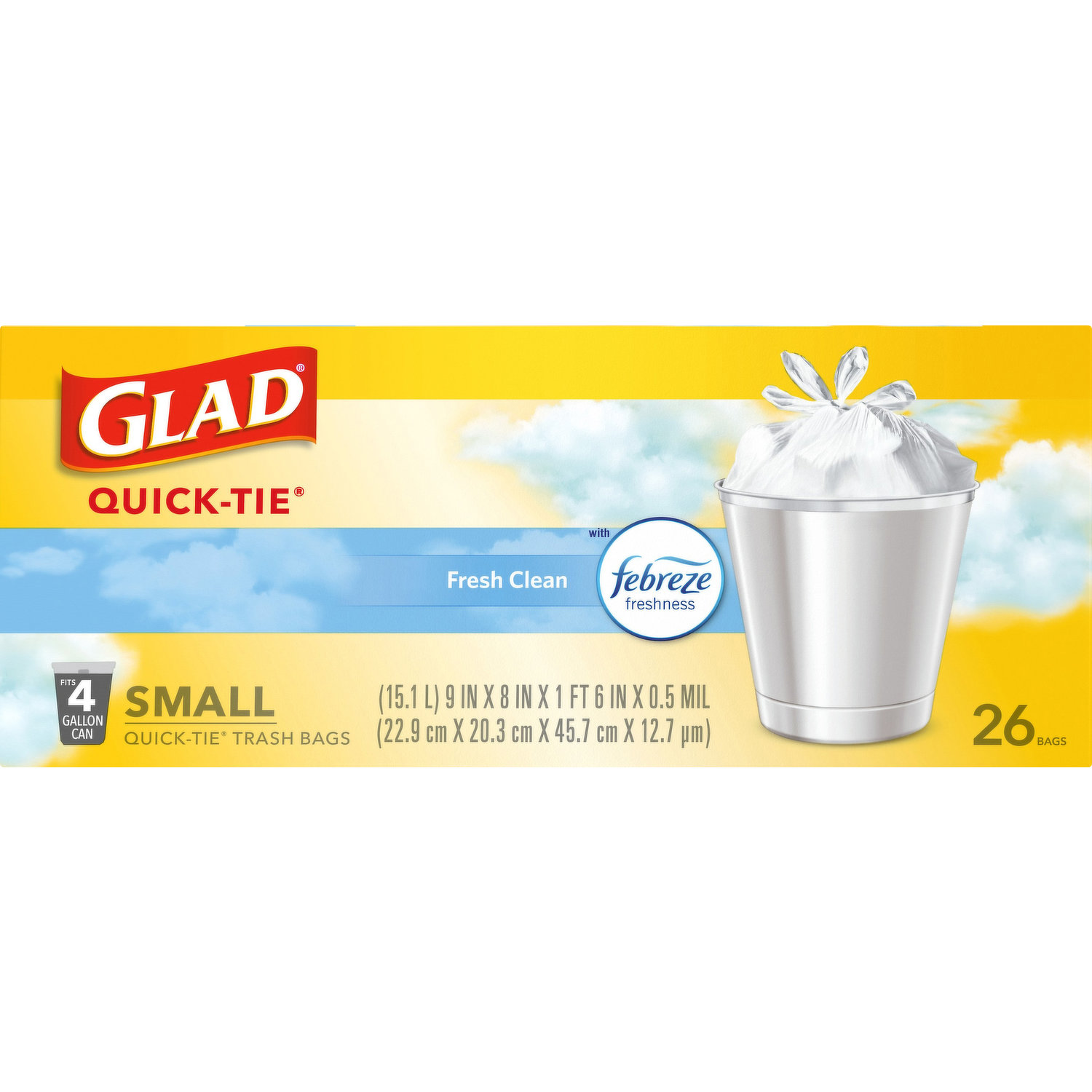 Save on Glad Quick-Tie Fresh Clean Small Trash Bags 4 Gallon Value