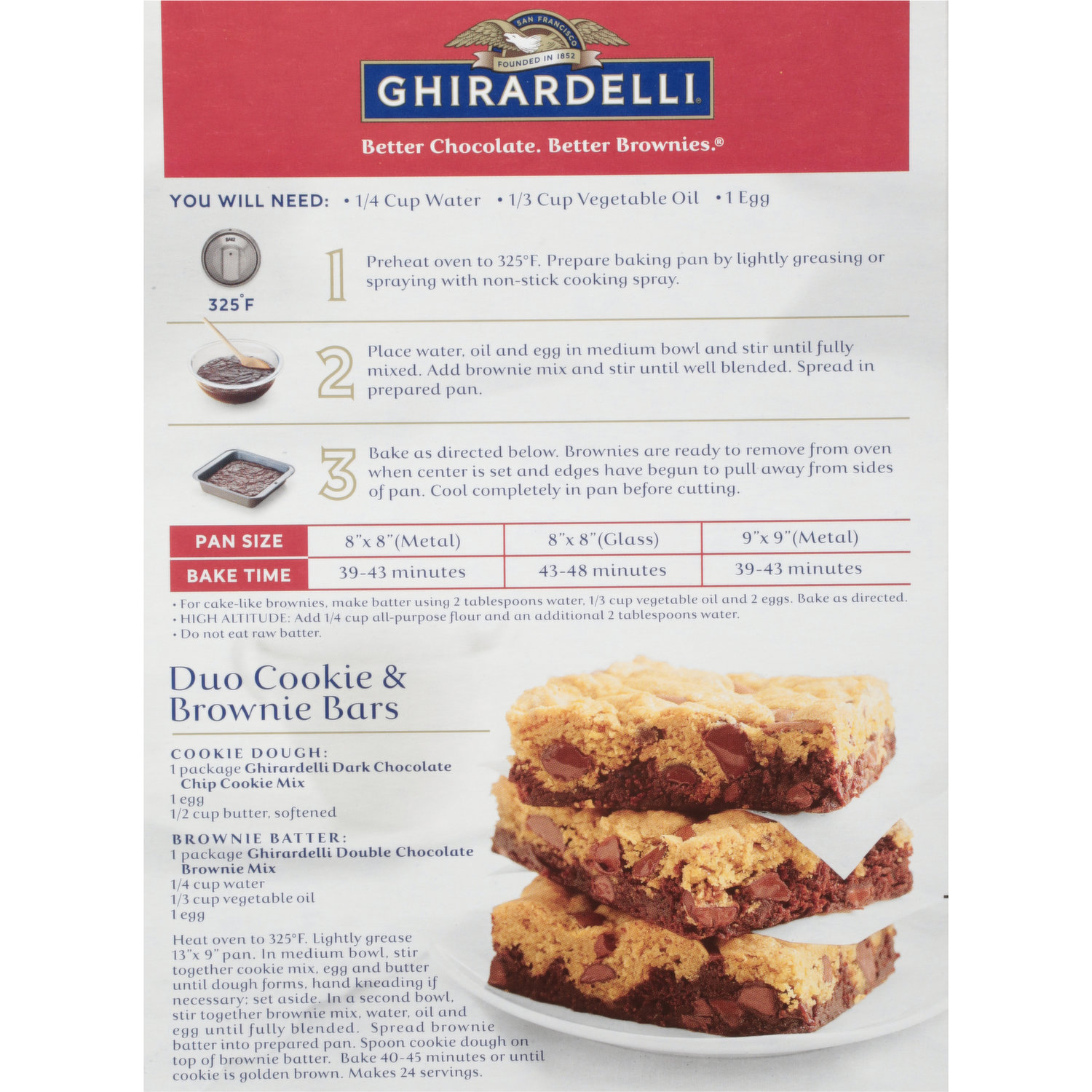 Ghirardelli Brownie Mix, Premium, Double Chocolate, 18 Ounce