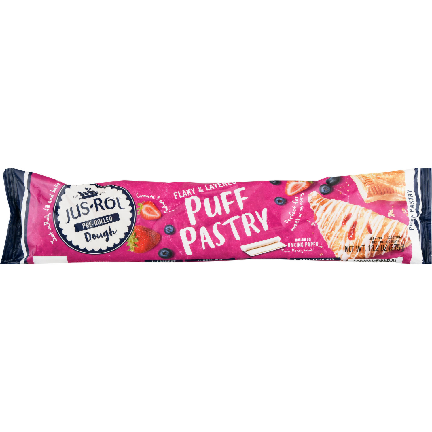 Jus-Rol Puff Pastry Pre-Rolled Refrigerated Dough, 13.2 oz 