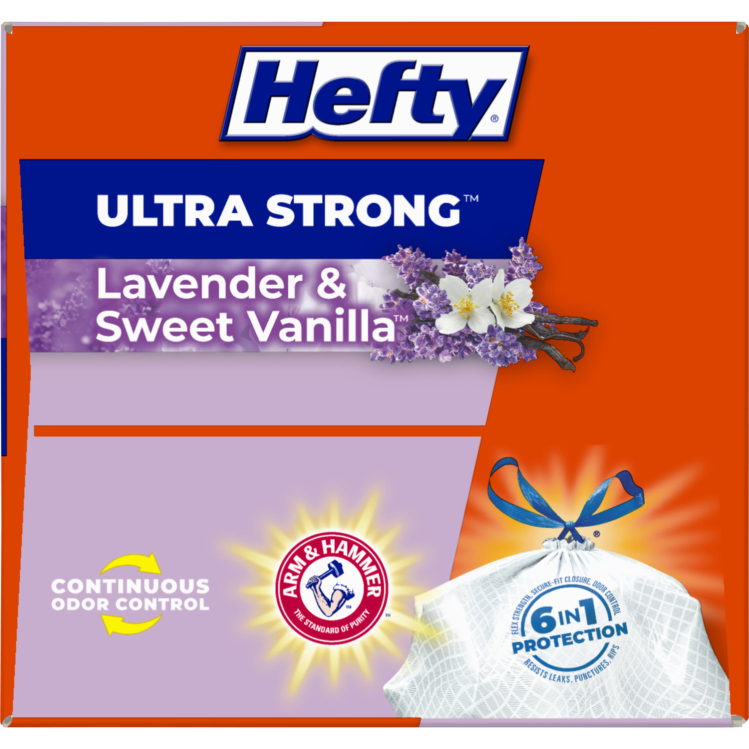 Hefty 13-Gallons Lavender Vanilla White Plastic Can Drawstring