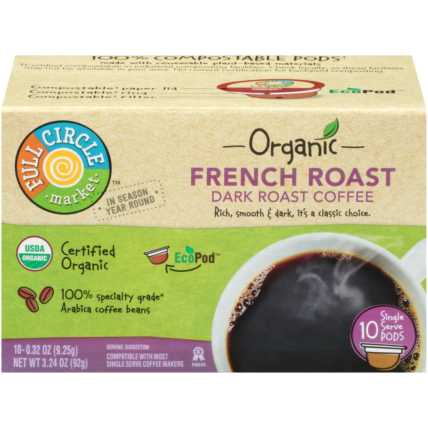 Instant® Compostable Coffee Pods, French Dark Roast, 30 pods