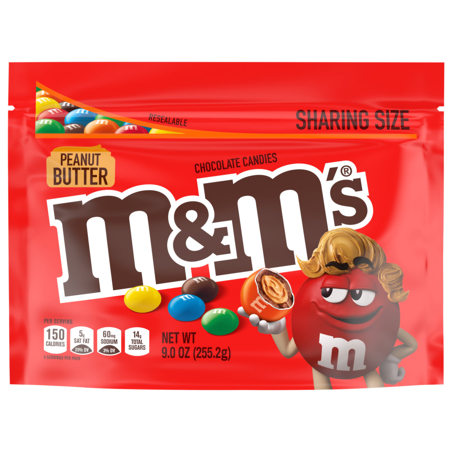 M&M'S Red, White & Blue Peanut Chocolate Candy, Sharing Size, 10.7