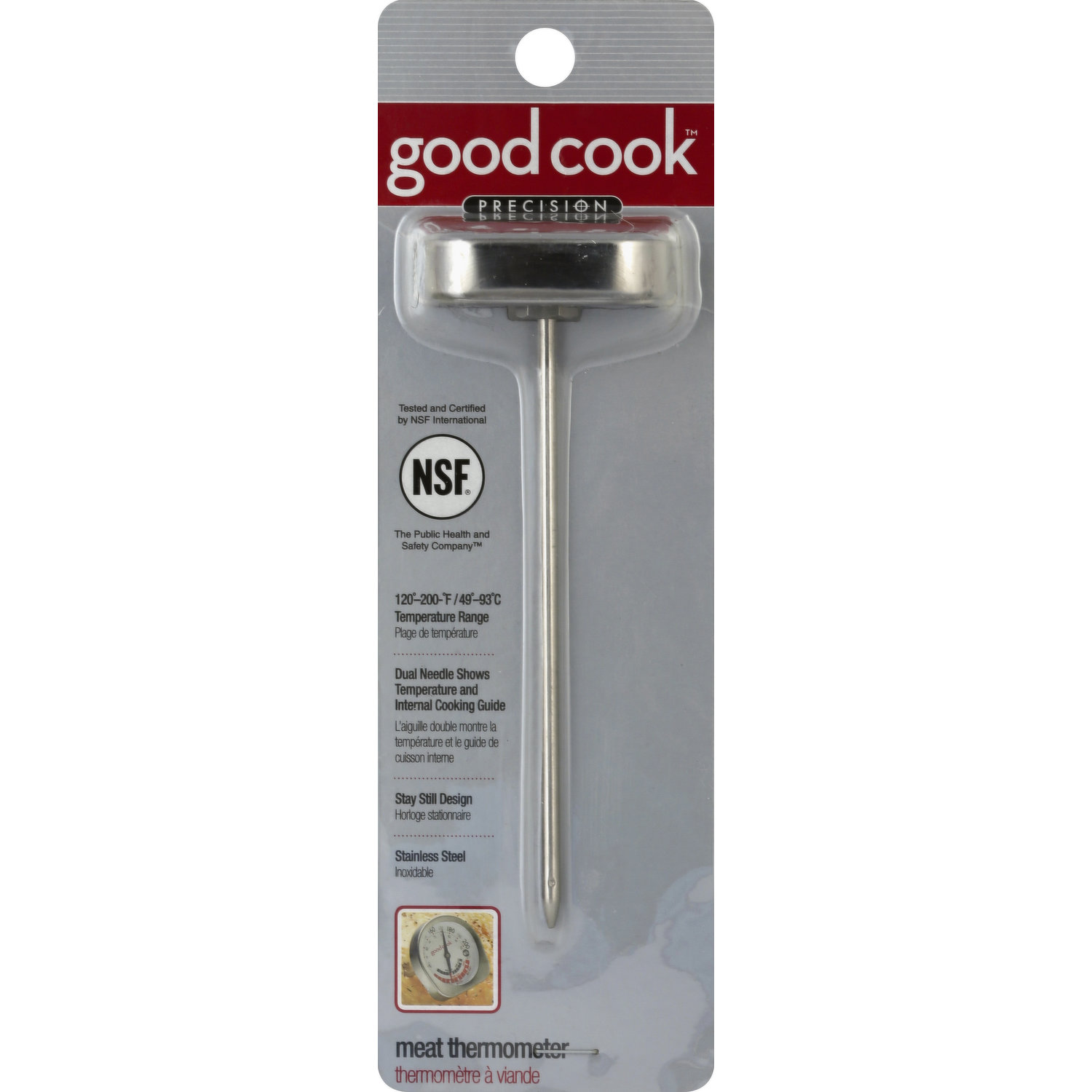 Goodcook Good Cook Classic Meat Thermometer NSF Approved, 1, Bright Steel