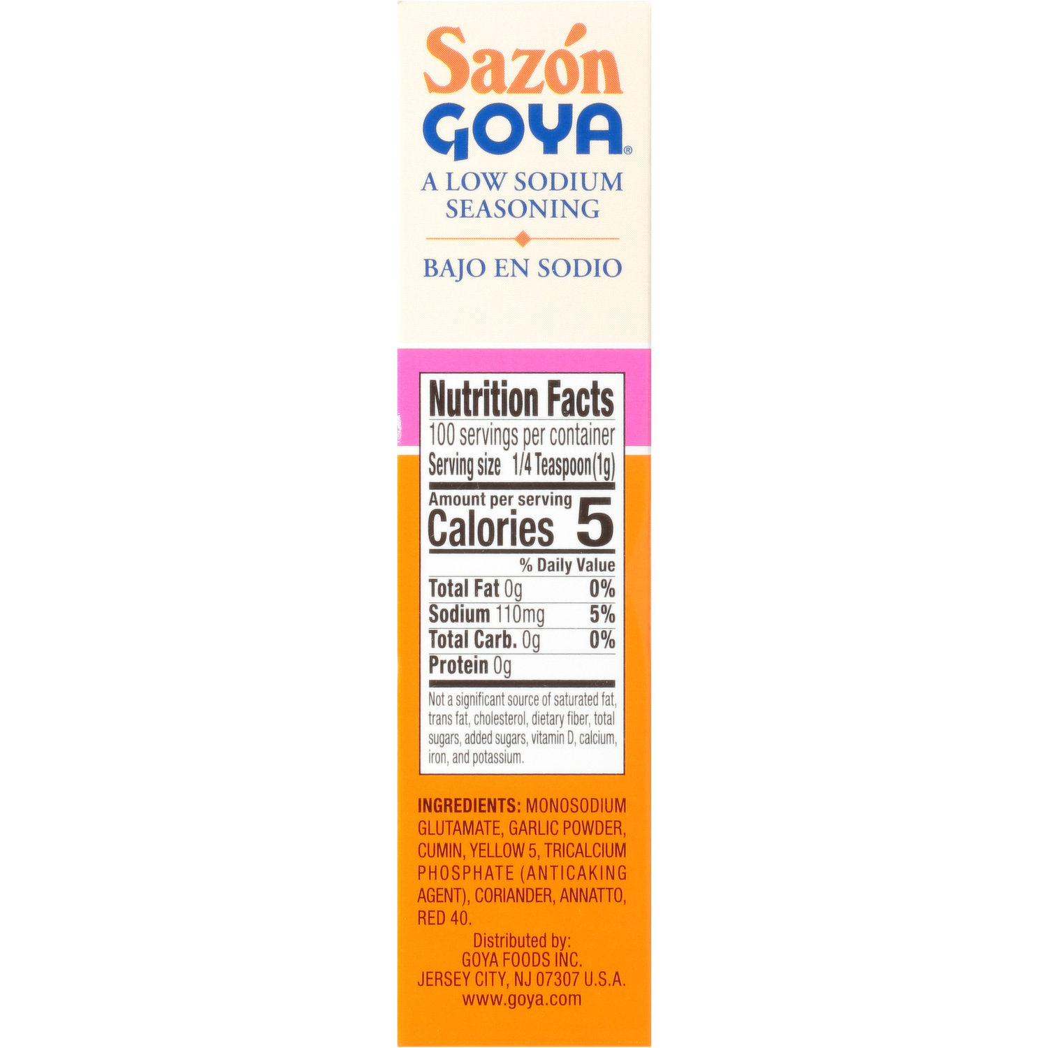 Save on Goya Seasoning Sazon Coriander & Annotto Low Sodium Seasoning - 20  ct Order Online Delivery