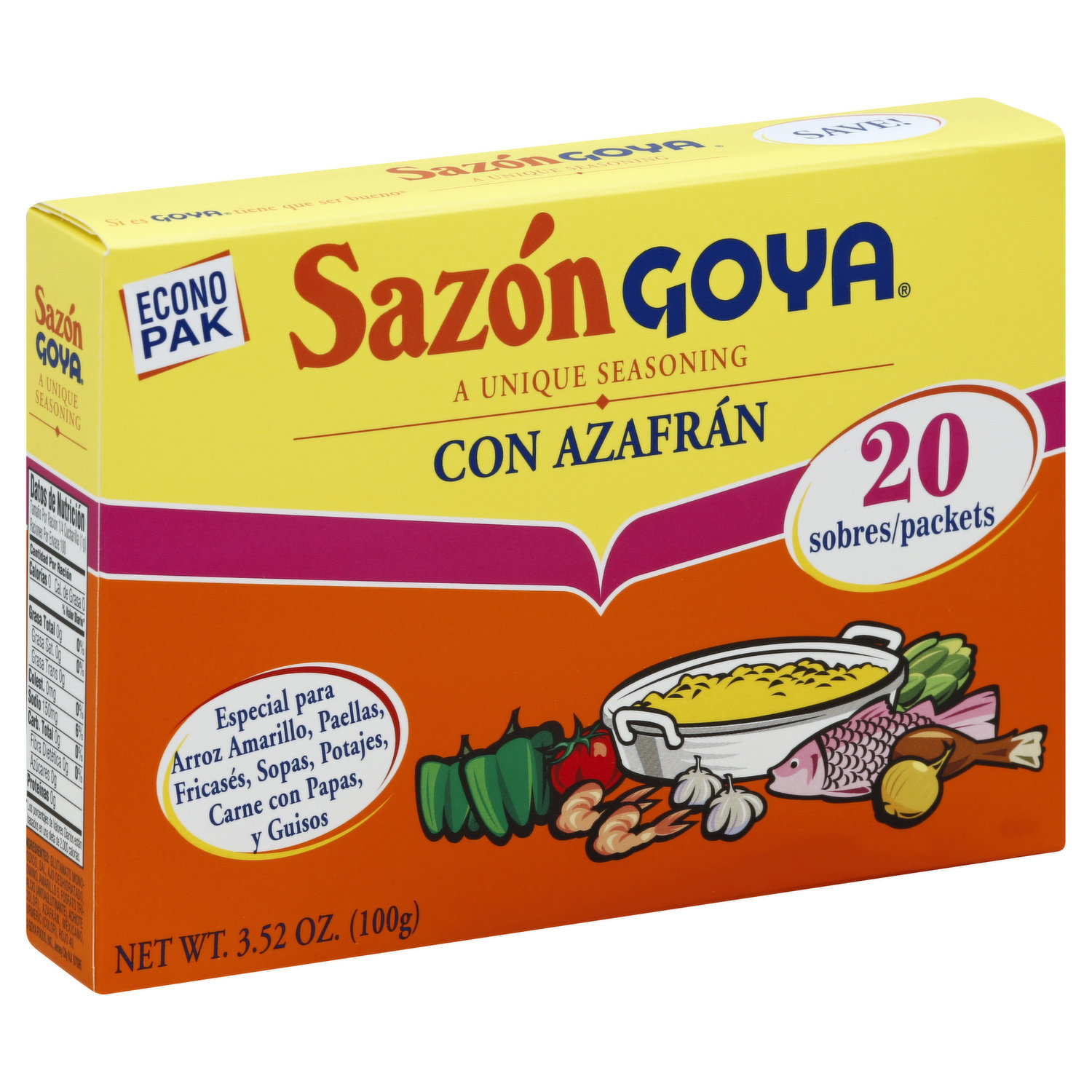 Sazon Goya Seasoning Econo Pak 8 TO 20 Packets 1/2/3 BOXES ALL