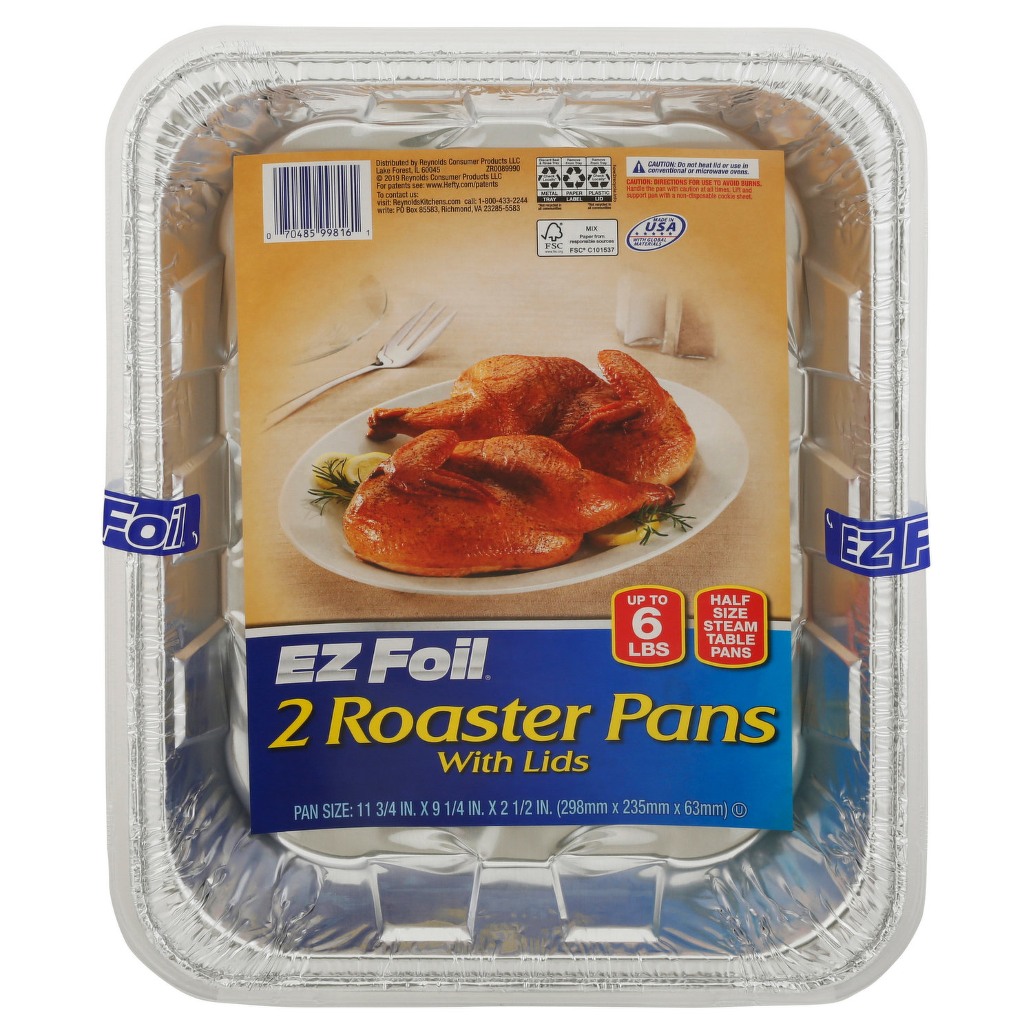 Roaster Pan/Lid Combo 10x16 Aluminum Pans (2 Pans 2 Lids) - Blue Sky  Trading