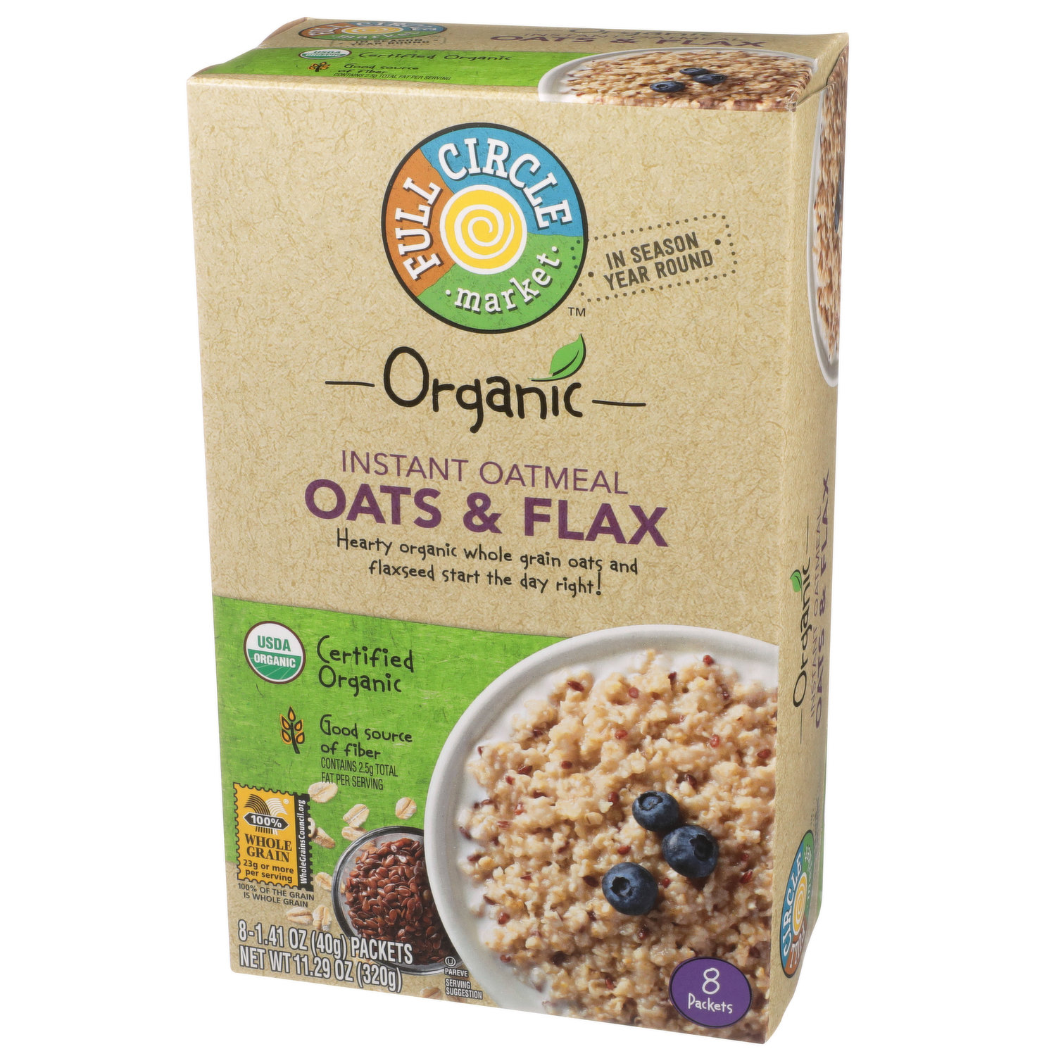 Full Circle Market Oats & Flax Instant Oatmeal - King Kullen