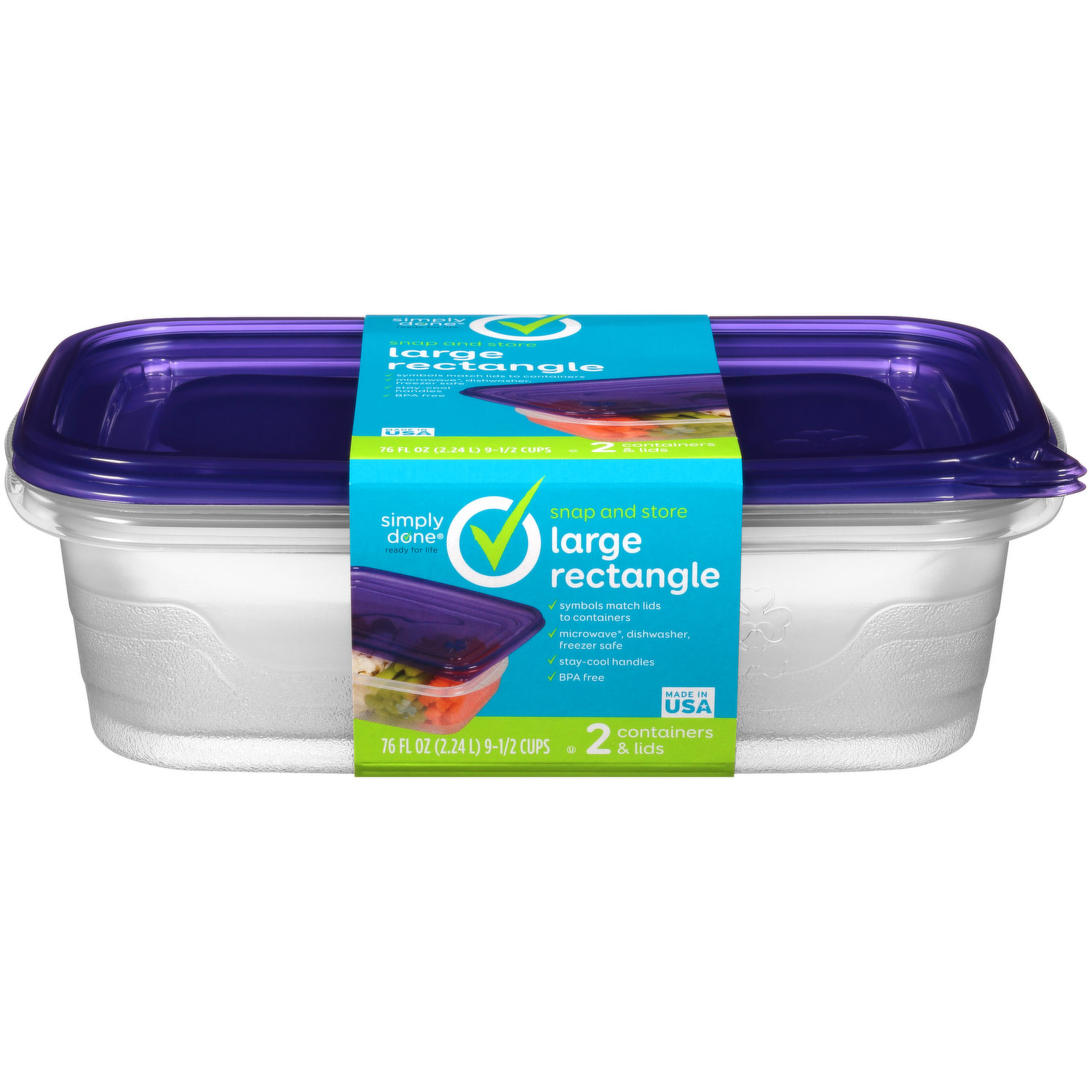 Simply Done 3-1/8 Cup Snap & Store Entree Containers & Lids 5Ct