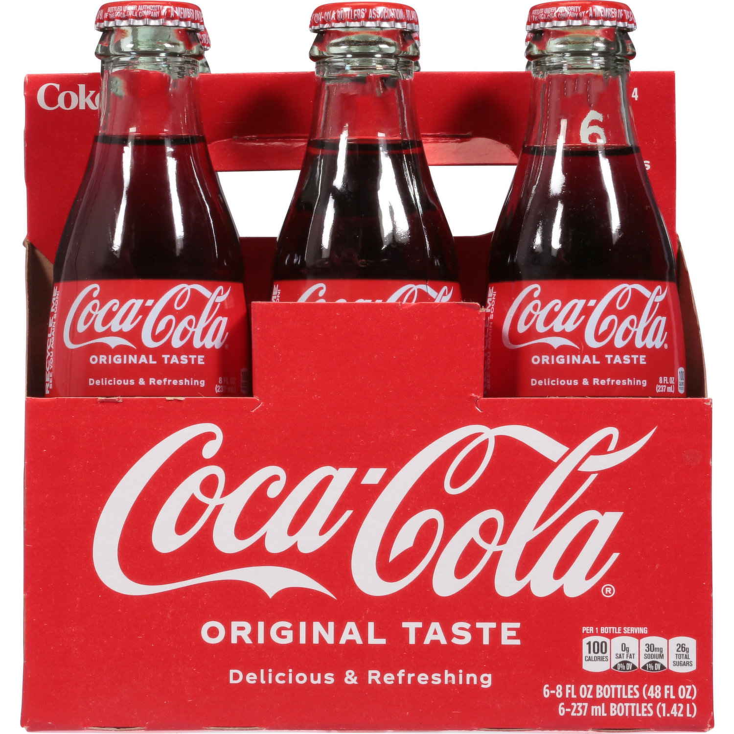 Coca-Cola Soda Pop, 8 fl oz, 6 Pack Glass Bottles 