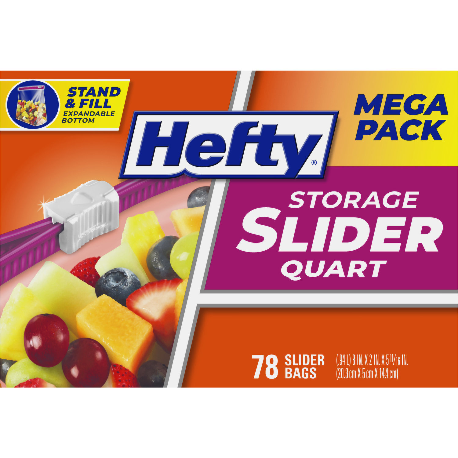 Hefty Slider Quart Freezer Bags