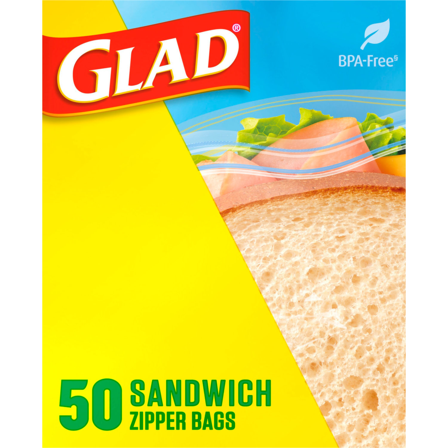  Glad Zipper Bags, Sandwich 50 bags : Health & Household