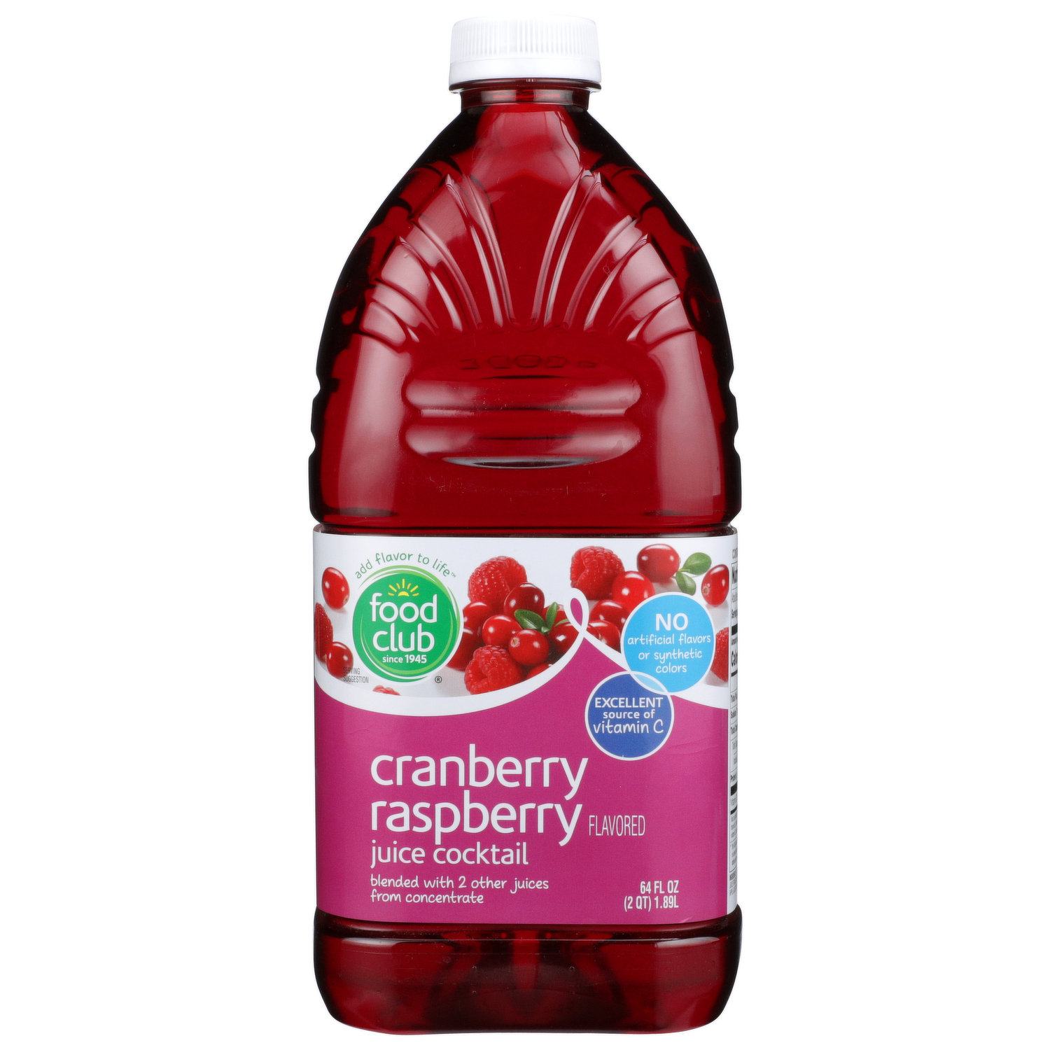 Food Club Craberry Raspberry Flavored Juice Cocktail Blended 