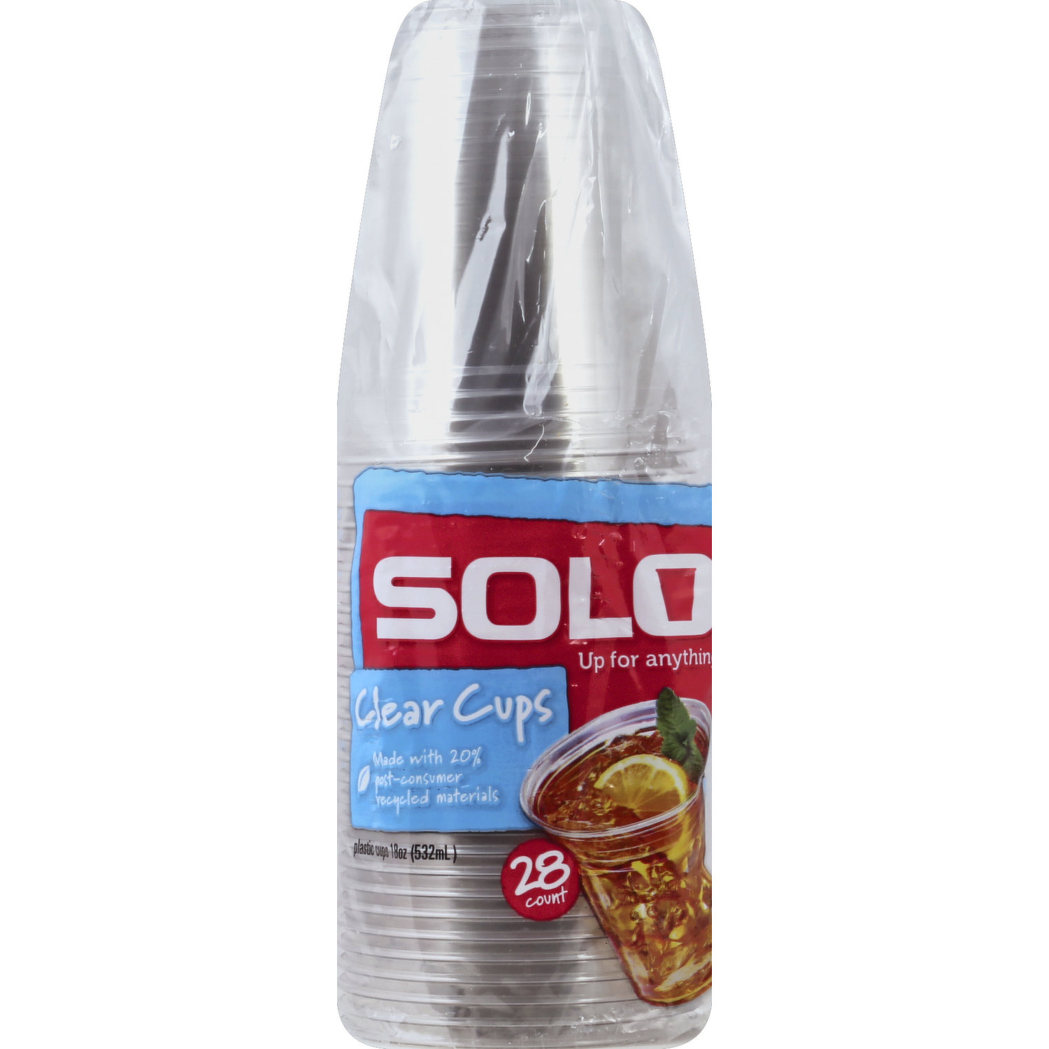 SOLO Cup Company Clear Recycled Plastic Party Cups, 18 Oz, 184 Count