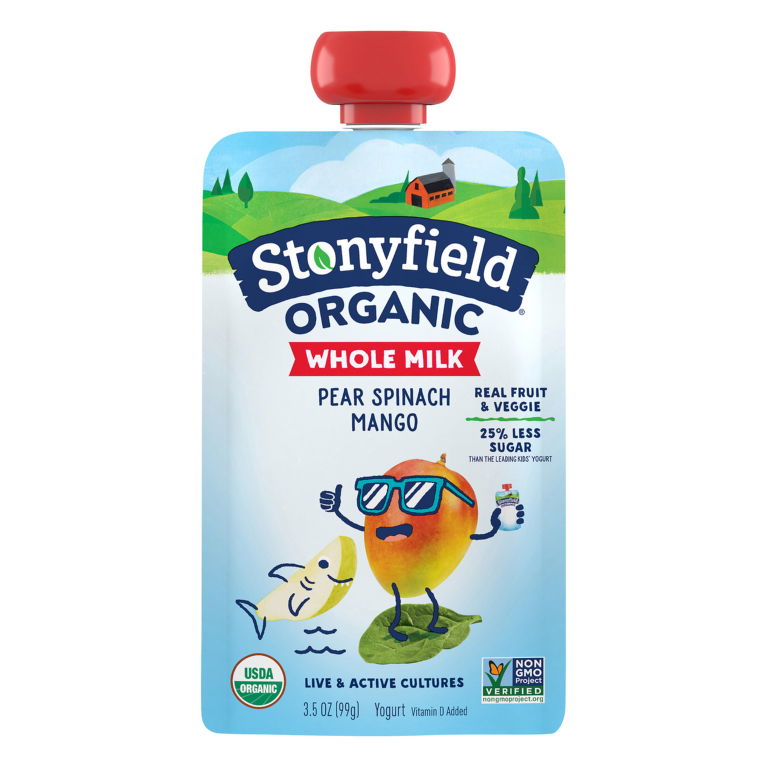Stonyfield Organic Organic Pear Spinach Mango Whole Milk Yogurt