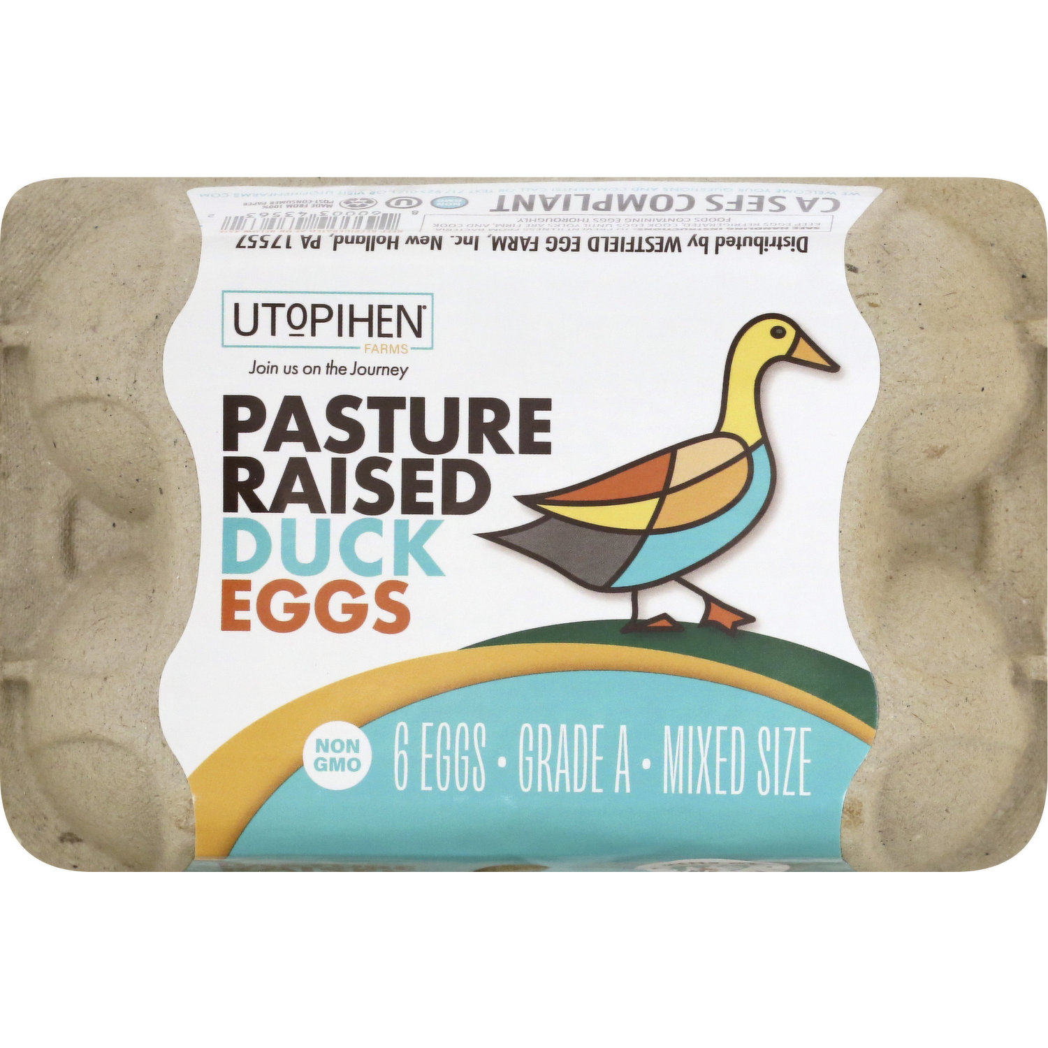 Utopihen Farms Duck Eggs, Pasture Raised, Mixed Size