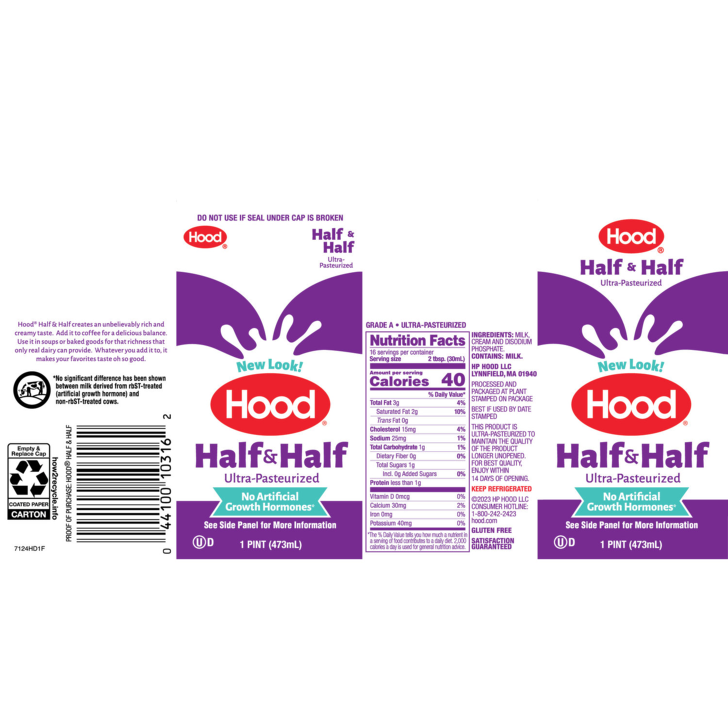 Hood Half & Half Creamers (Individual, Aseptic) - 360/Case