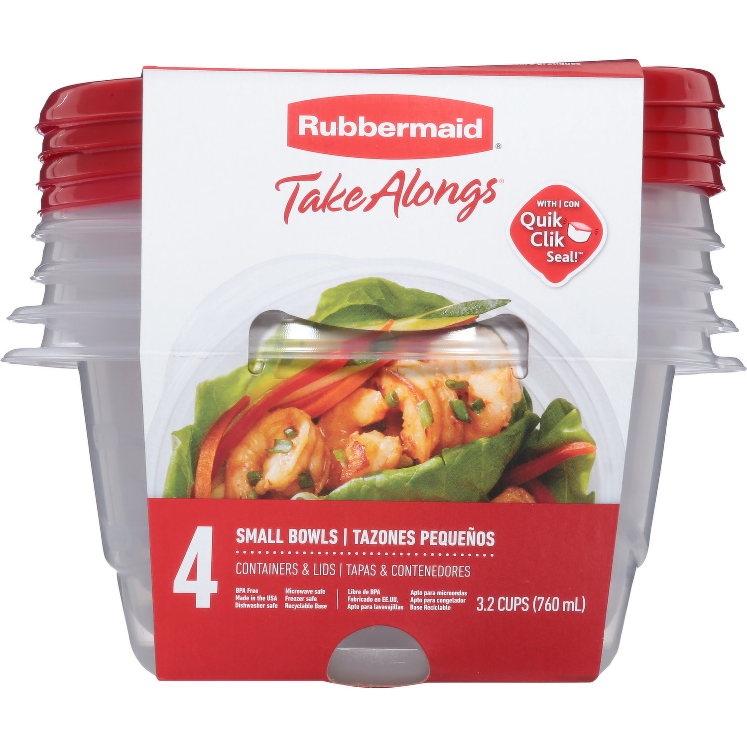 Rubbermaid TakeAlongs Small Bowl Food Storage Containers, 3.2 Cup, Tint  Chili, 2 Count