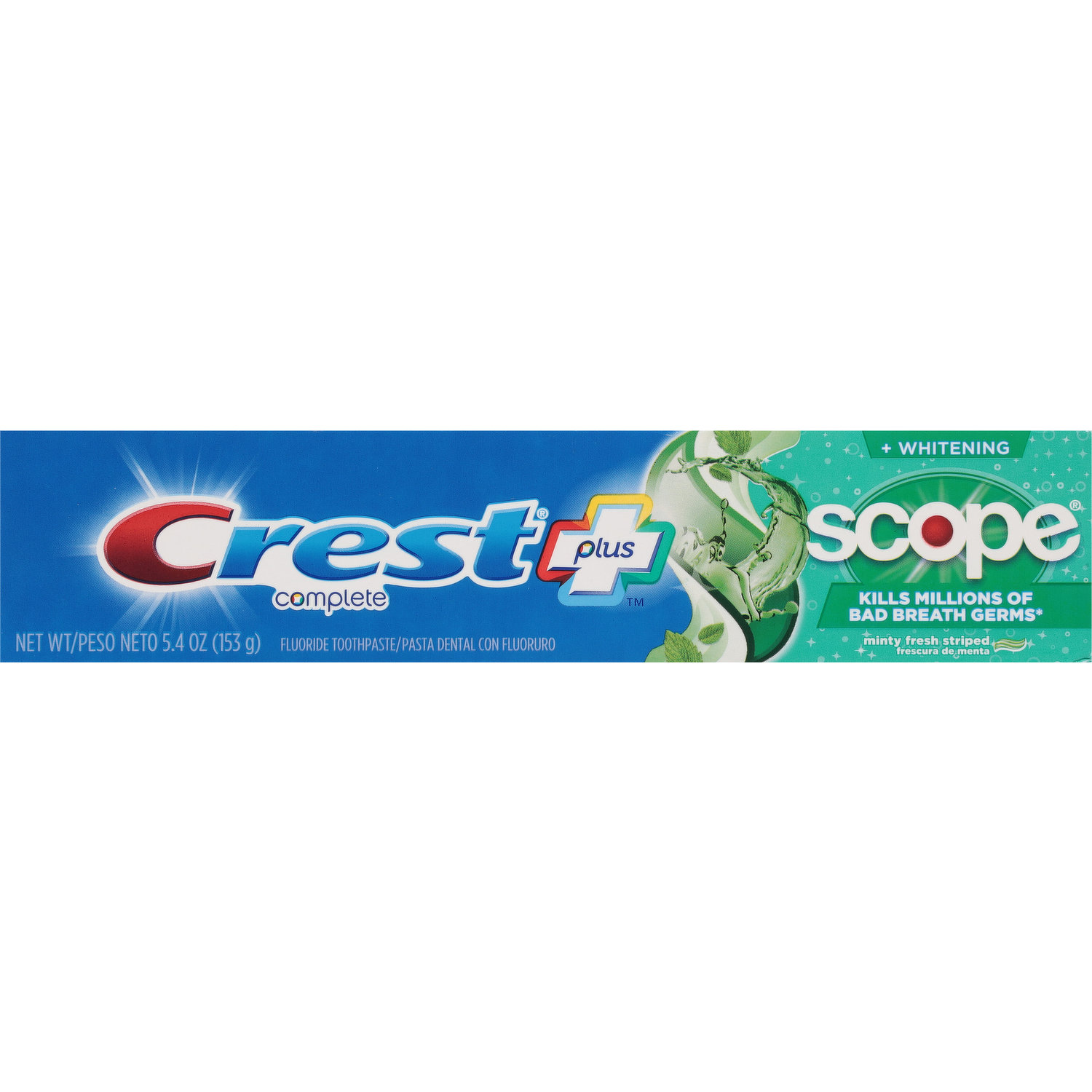 Crest + Scope Complete Whitening Toothpaste, Minty Fresh, 5.4 Oz (Pack of 3)