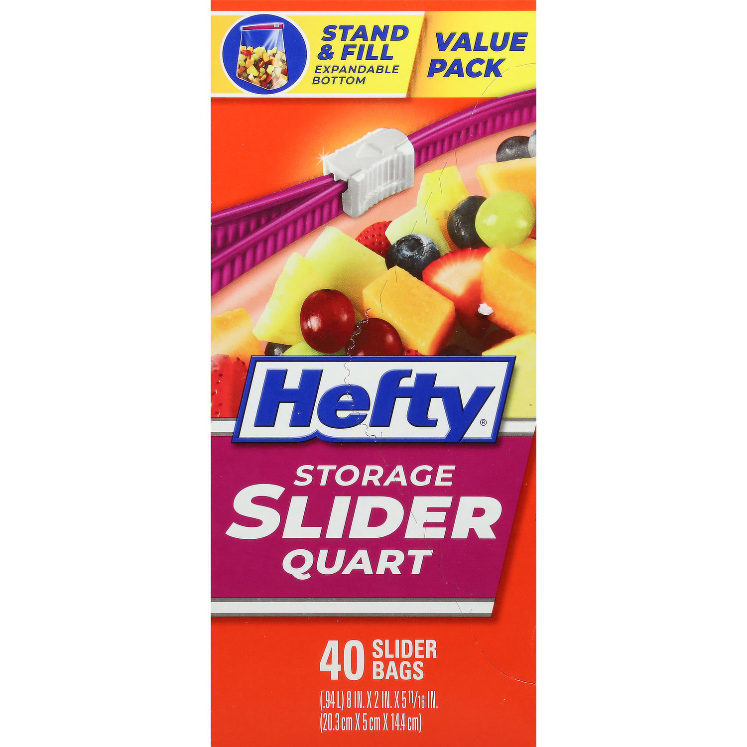 Hefty Slider Bags, Storage, Quart, Value Pack