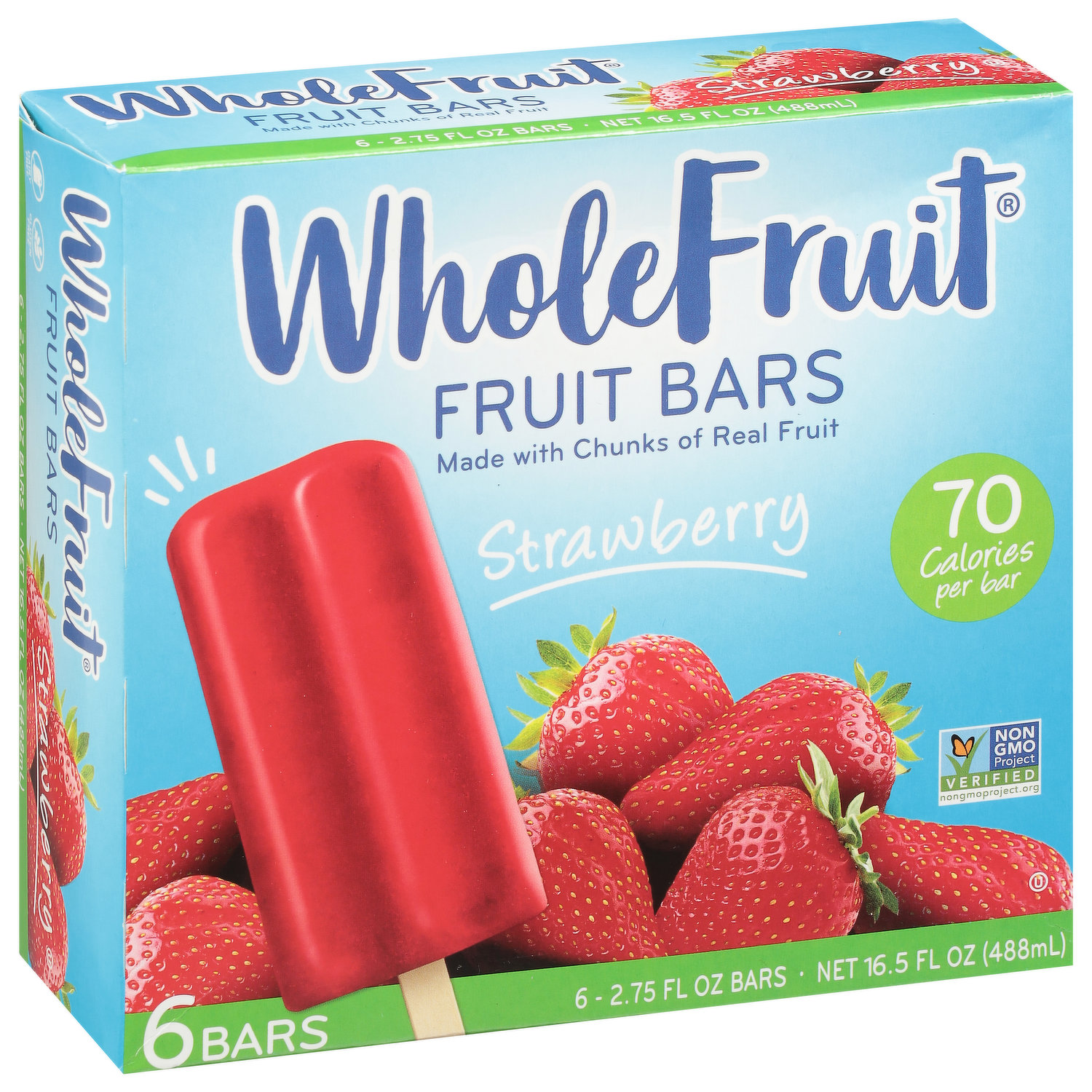 Whole Fruit Strawberry Fruit Bars, 2.75 fl oz, 6 count