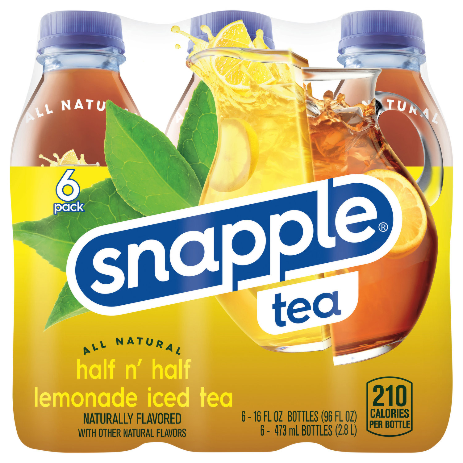 Snapple Peach Tea, 16 Fl Oz Glass Bottles, 6 Pack