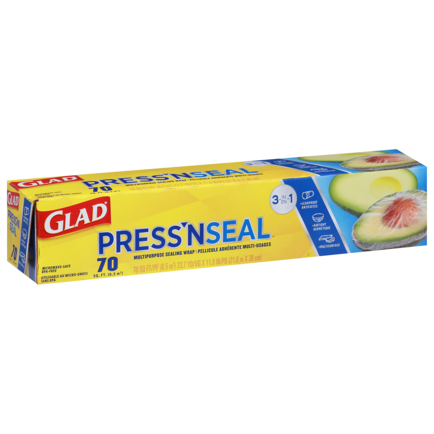 Glad Sealing Wrap, Multipurpose, 3-in-1, 70 Square Feet