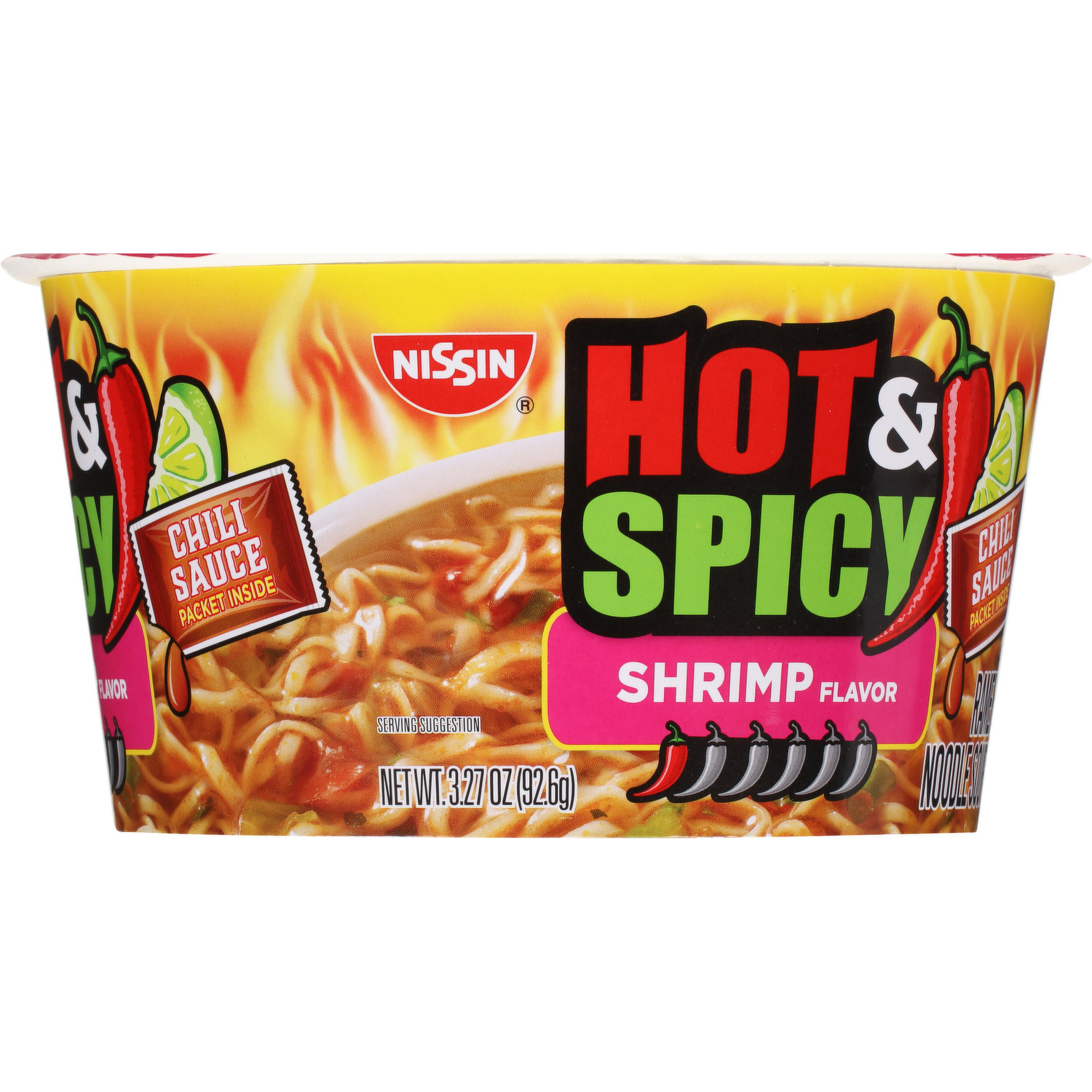 Nissin Ramen Noodle Soup, Hot & Spicy with Shrimp - 3.27 oz