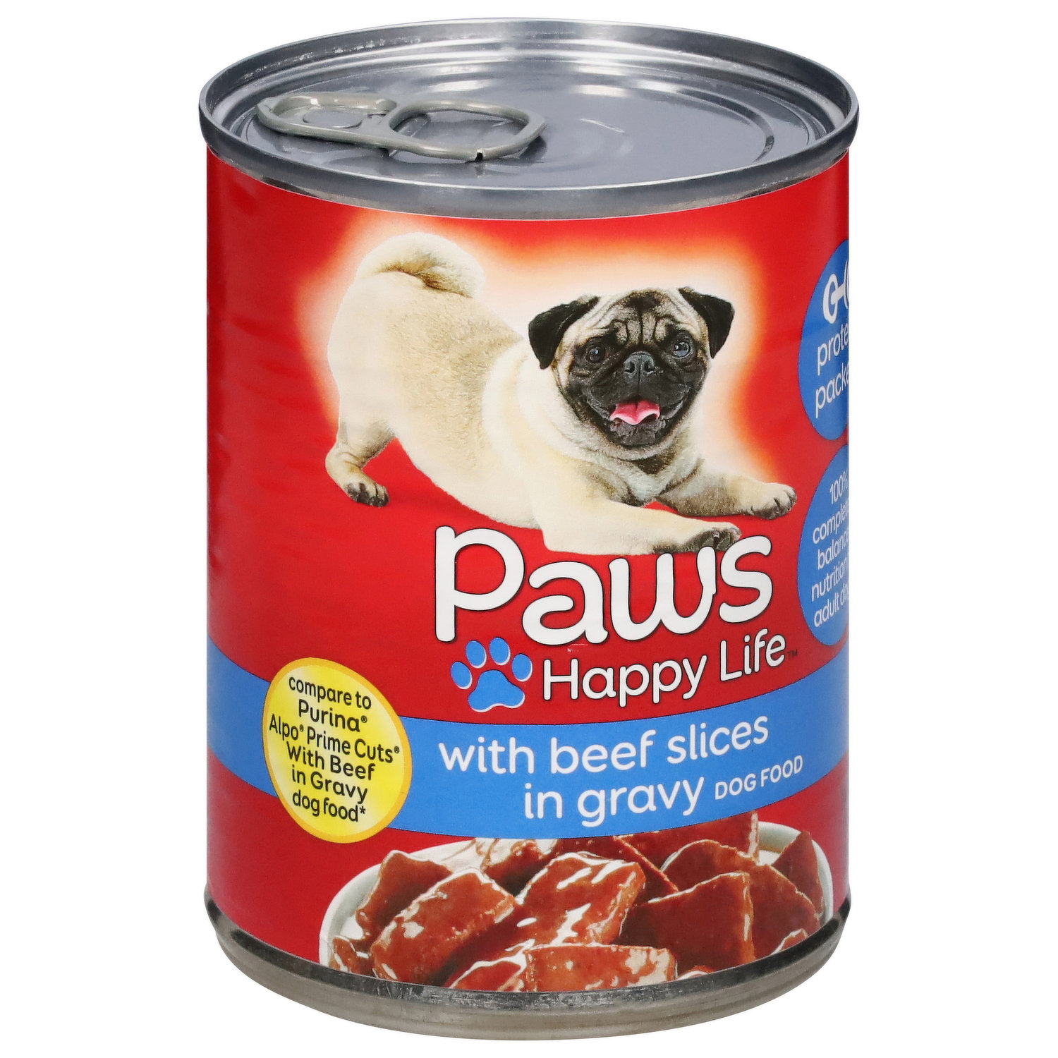 Paws Happy Life Dog Food, with Beef Slices in Gravy - King Kullen