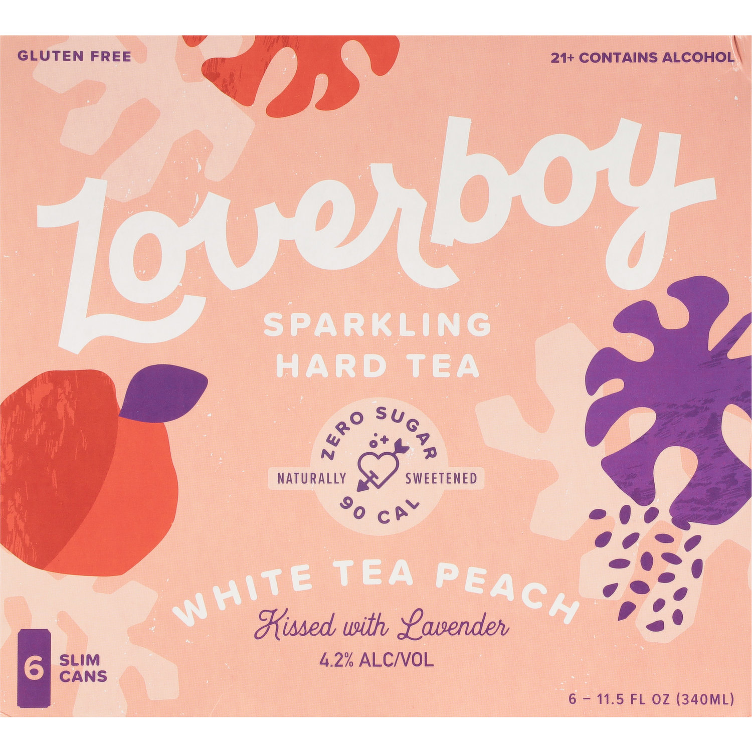 Loverboy Hard Tea, Sparkling, White Tea Peach - King Kullen